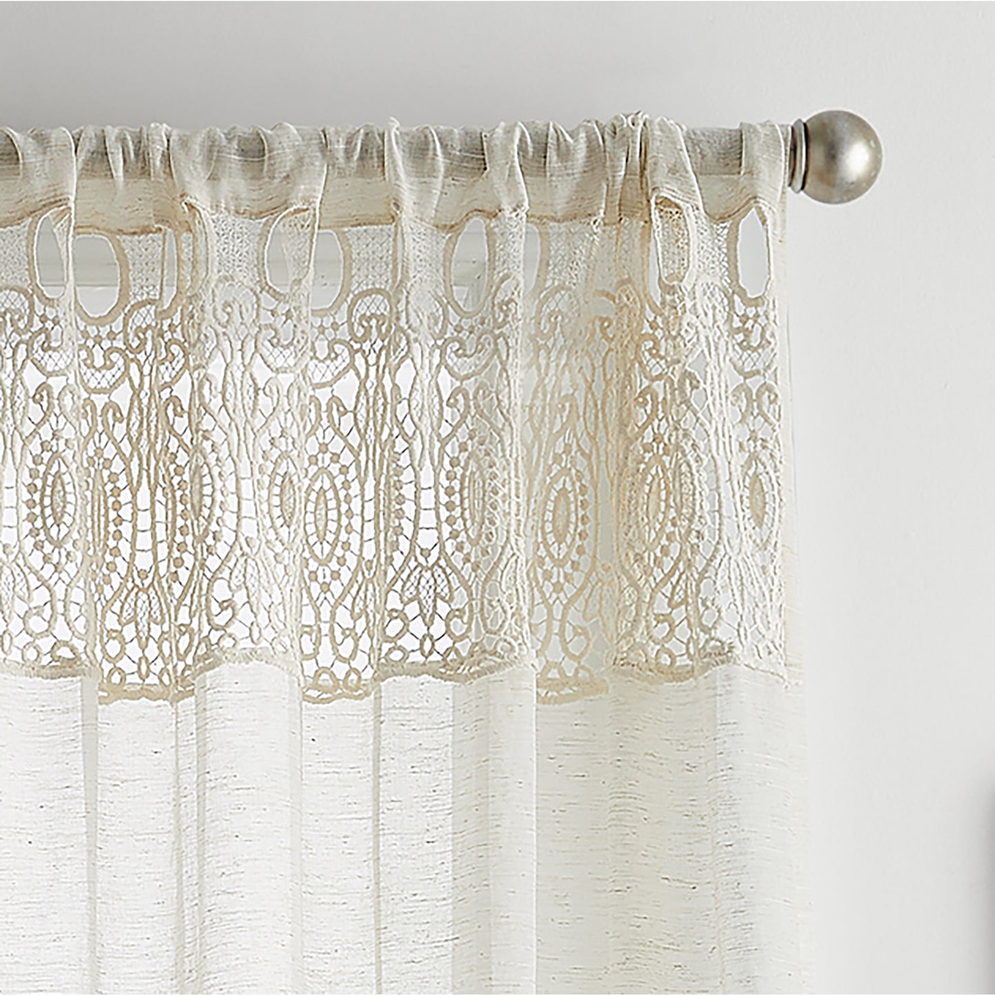 Martha Stewart Piece Macrame Curtain Poletop Panel Pair