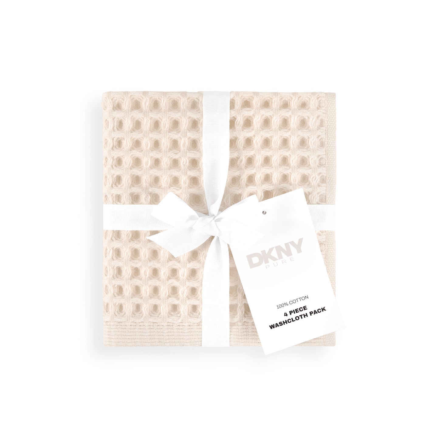 DKNY PURE Yarn Dyed Waffle Unbleached Cotton Washcloth Set