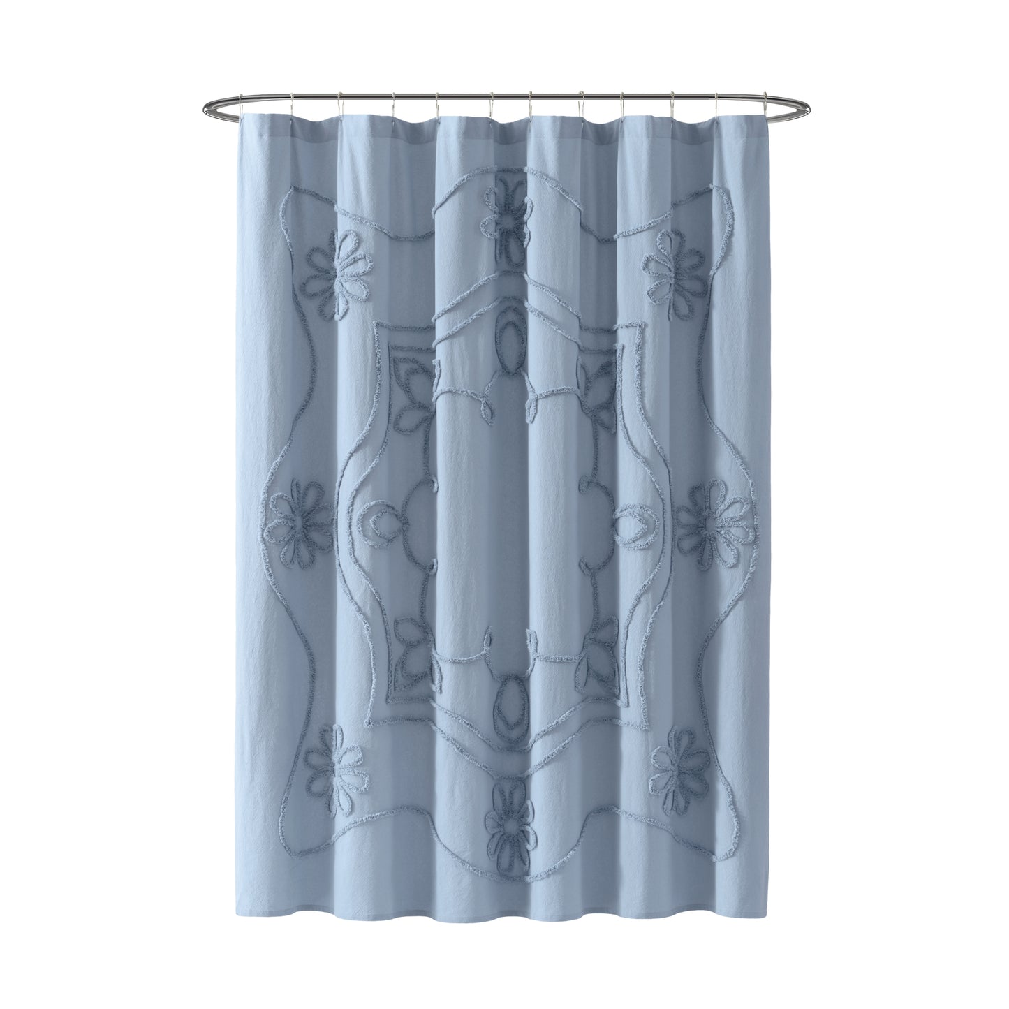 Peri Home Retro Scroll Shower Curtain, Blue