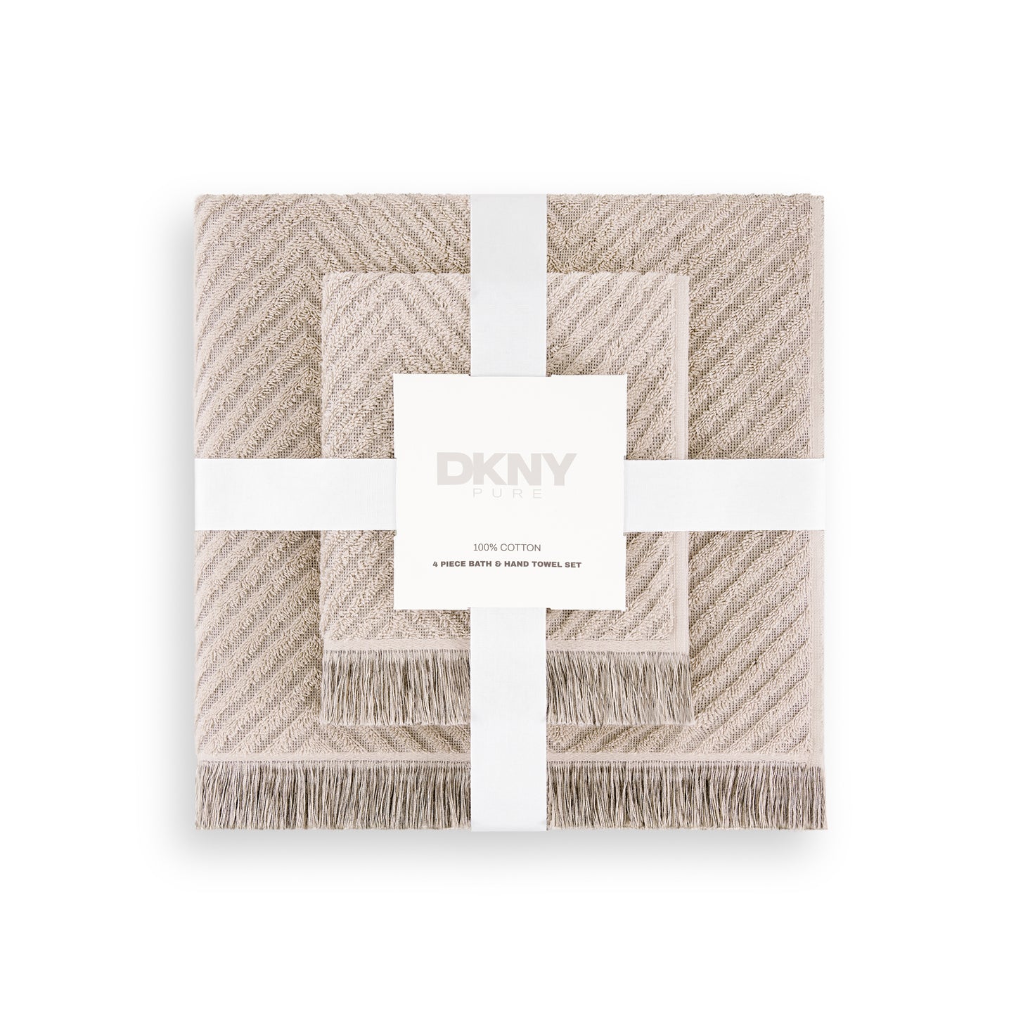 DKNY PURE Herringbone Bamboo Charcoal Bath and Hand Towel 4-piece Set