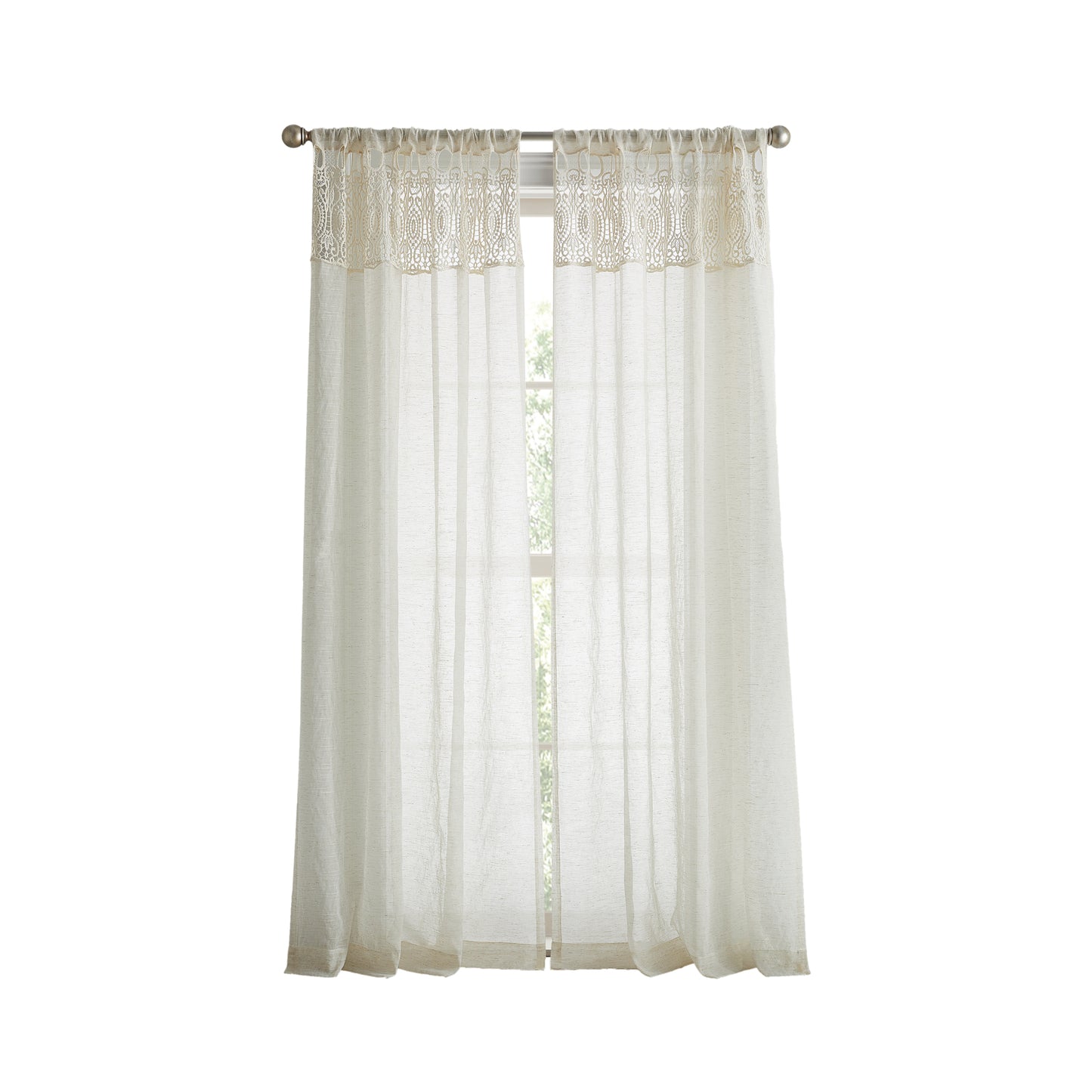 Martha Stewart Piece Macrame Curtain Poletop Panel Pair