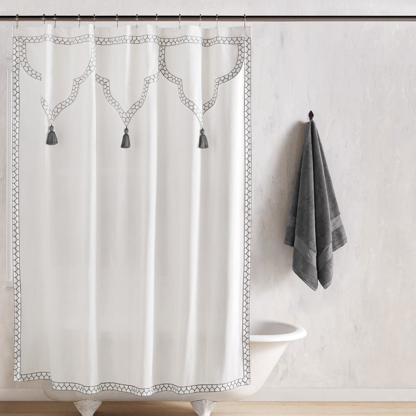 John Robshaw Iswar Shower Curtain Collection charcoal