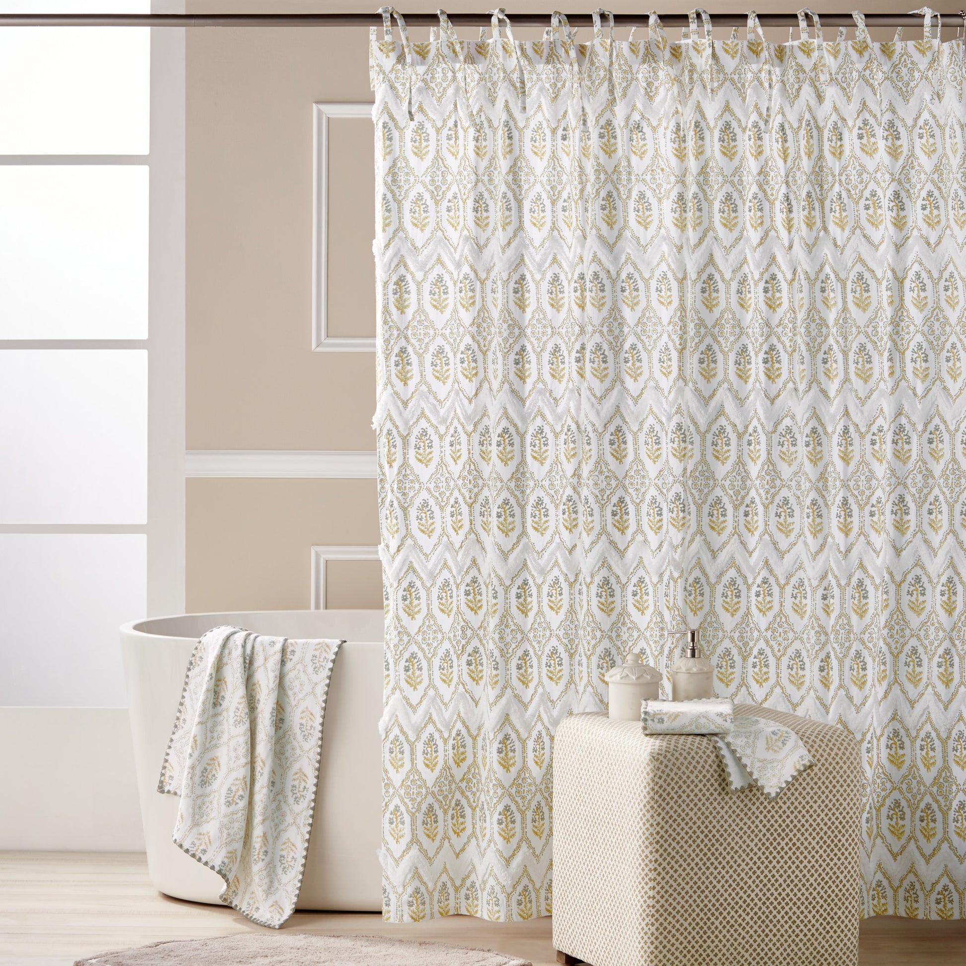 John Robshaw Sahasa Shower Curtain Collection linen