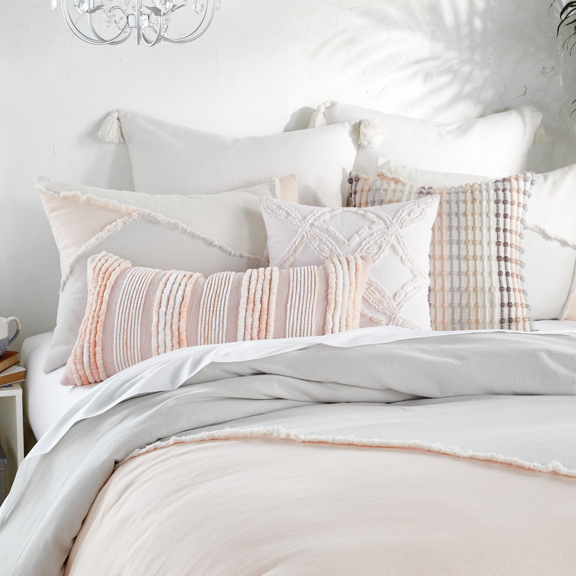 Peri Home Colorblock Fringe Comforter Set decoratd