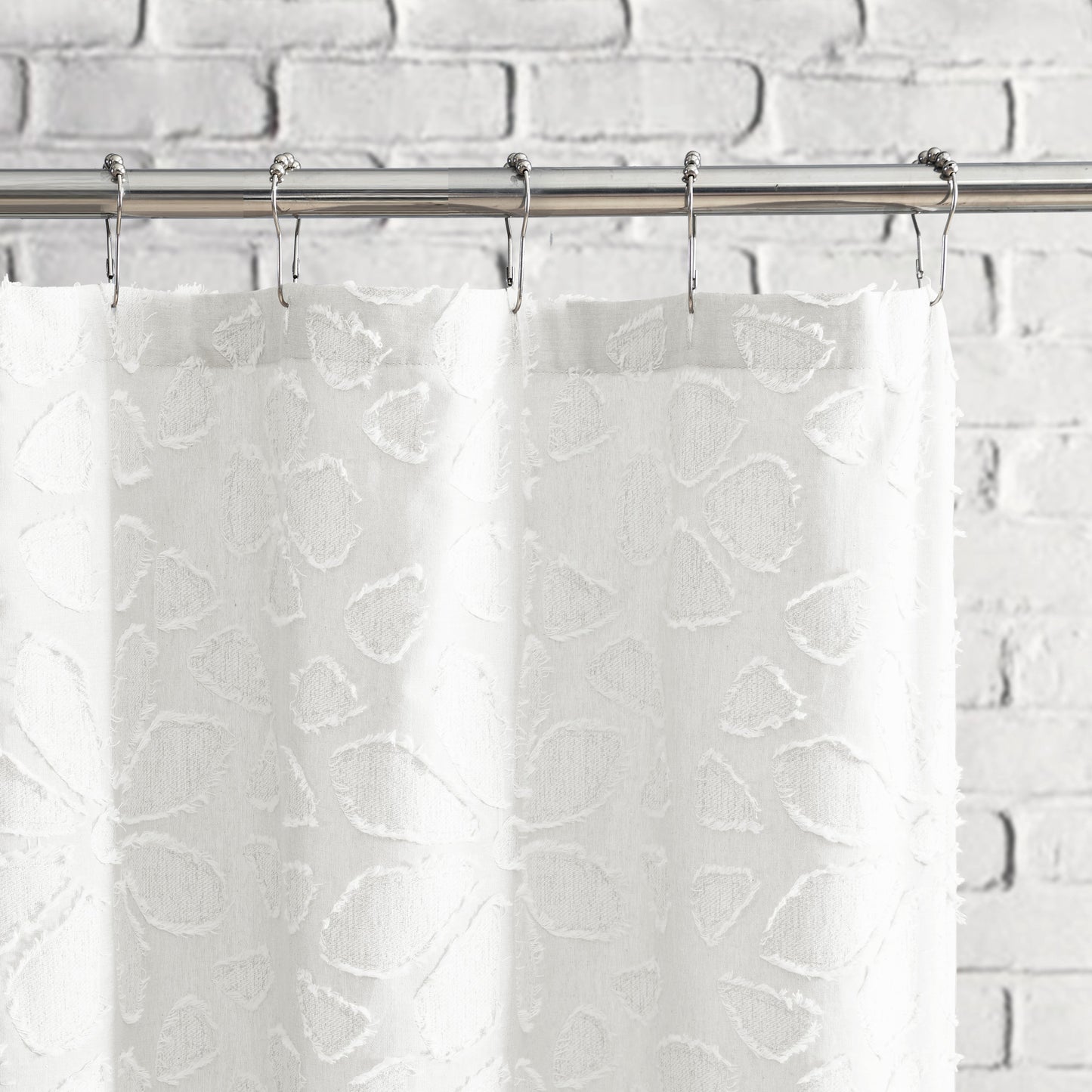 Peri Home Clipped Floral Shower Curtain White