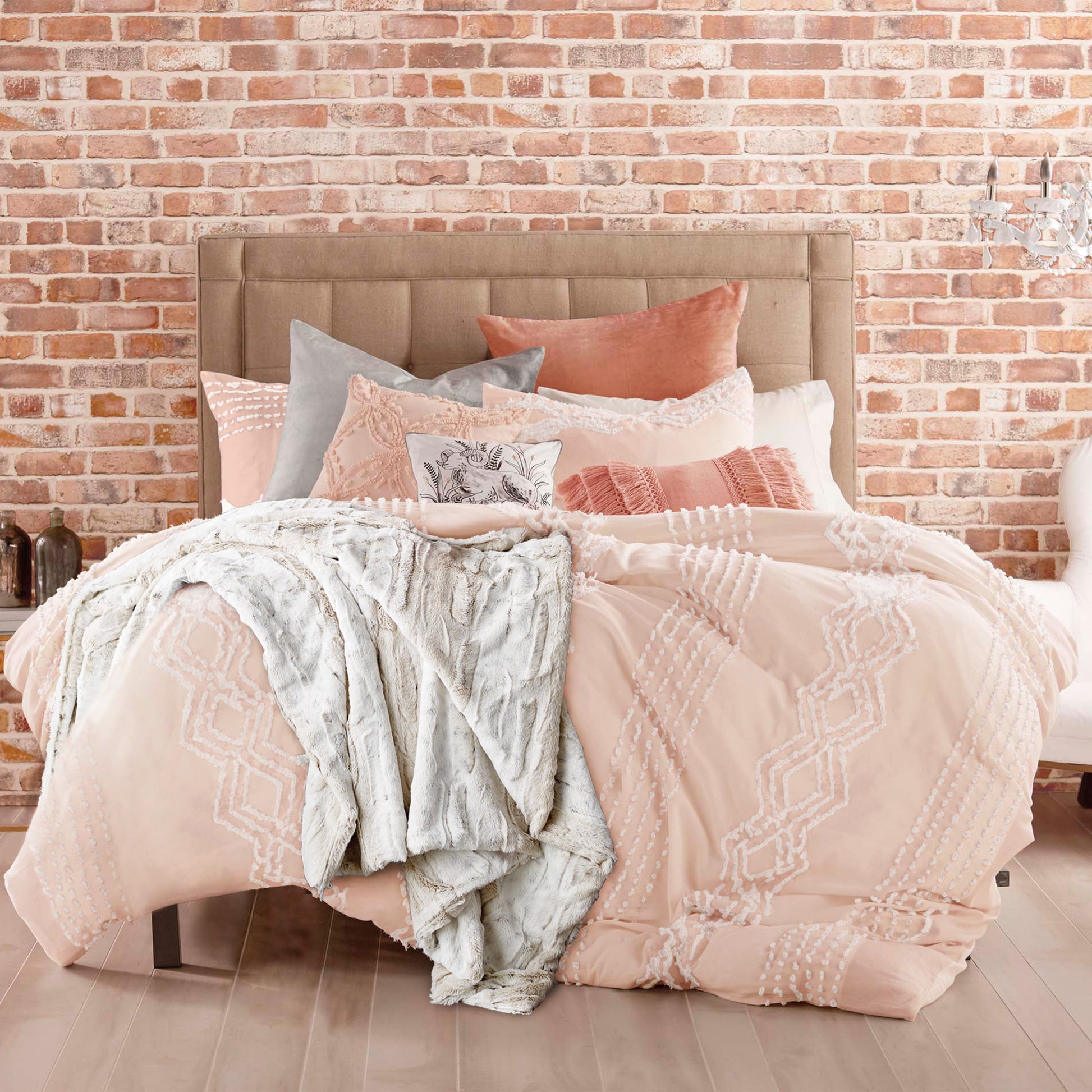 Peri Home Cut Geo Comforter Bedding Collection Blush