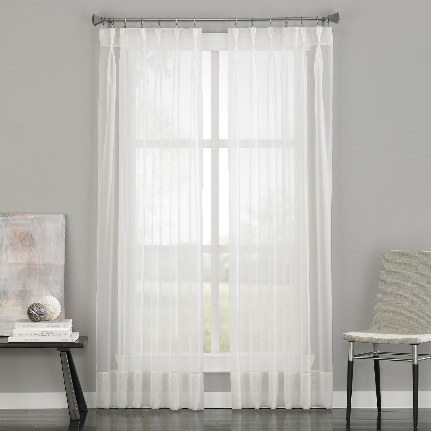 Curtainworks Soho Voile Pinch Pleat Window Curtain Panel Oyster
