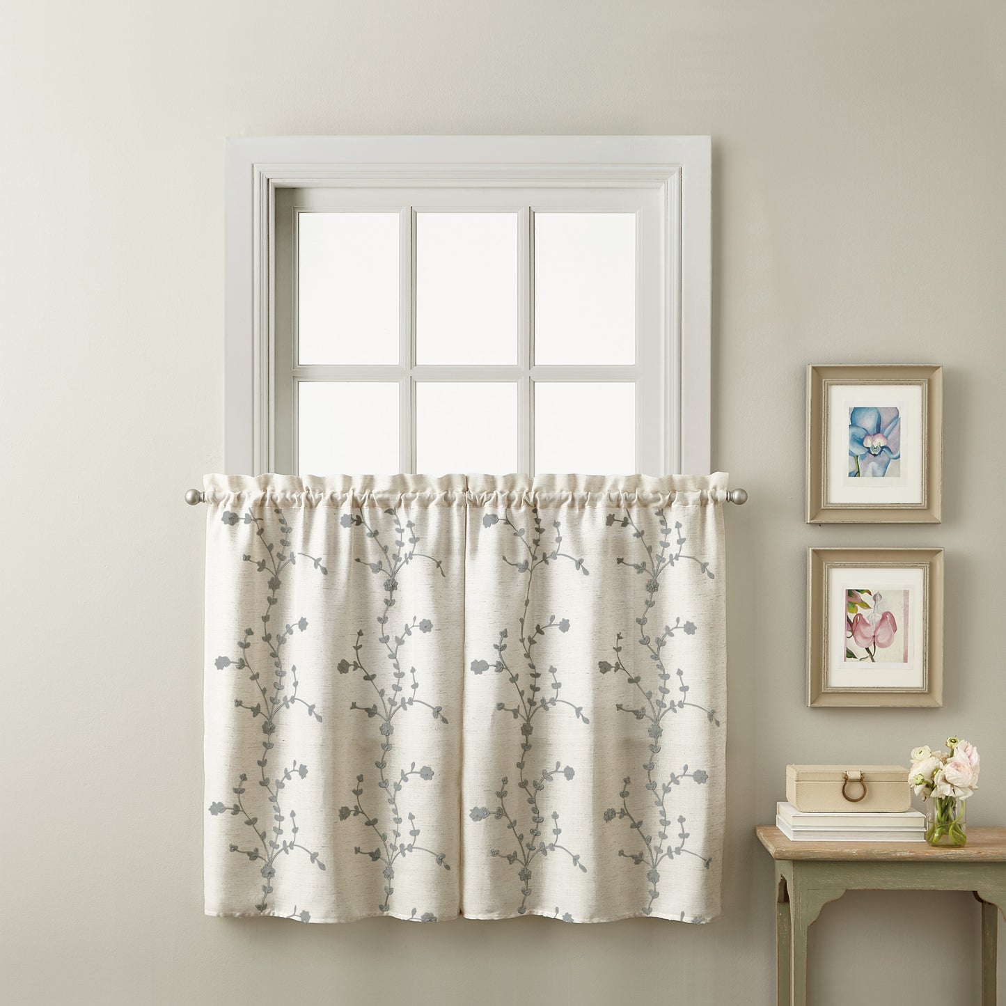 Curtainworks Lynette Tier & Valance Separates Grey