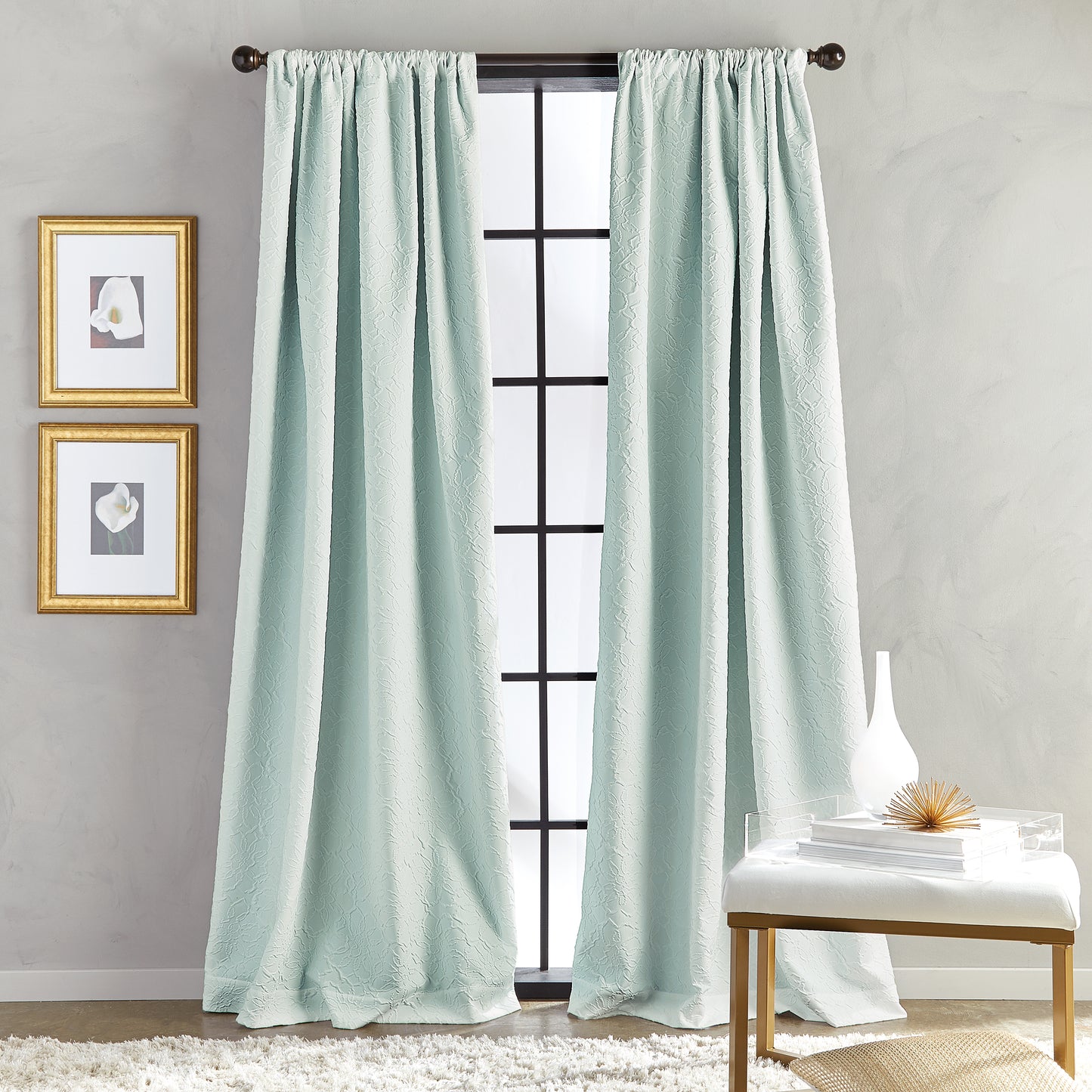 Bloomsbury Microsculpt Window Curtain Panel Seafoam