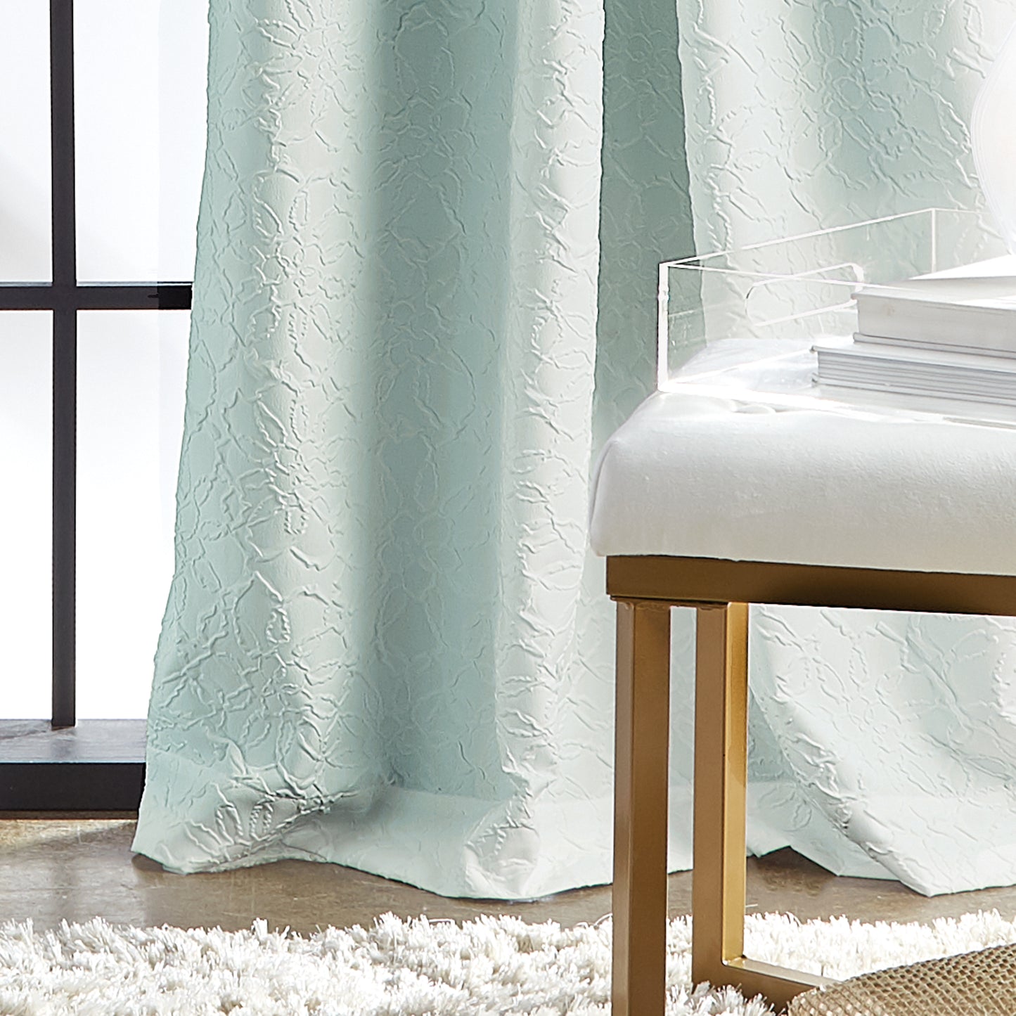 Bloomsbury Microsculpt Window Curtain Panel Seafoam