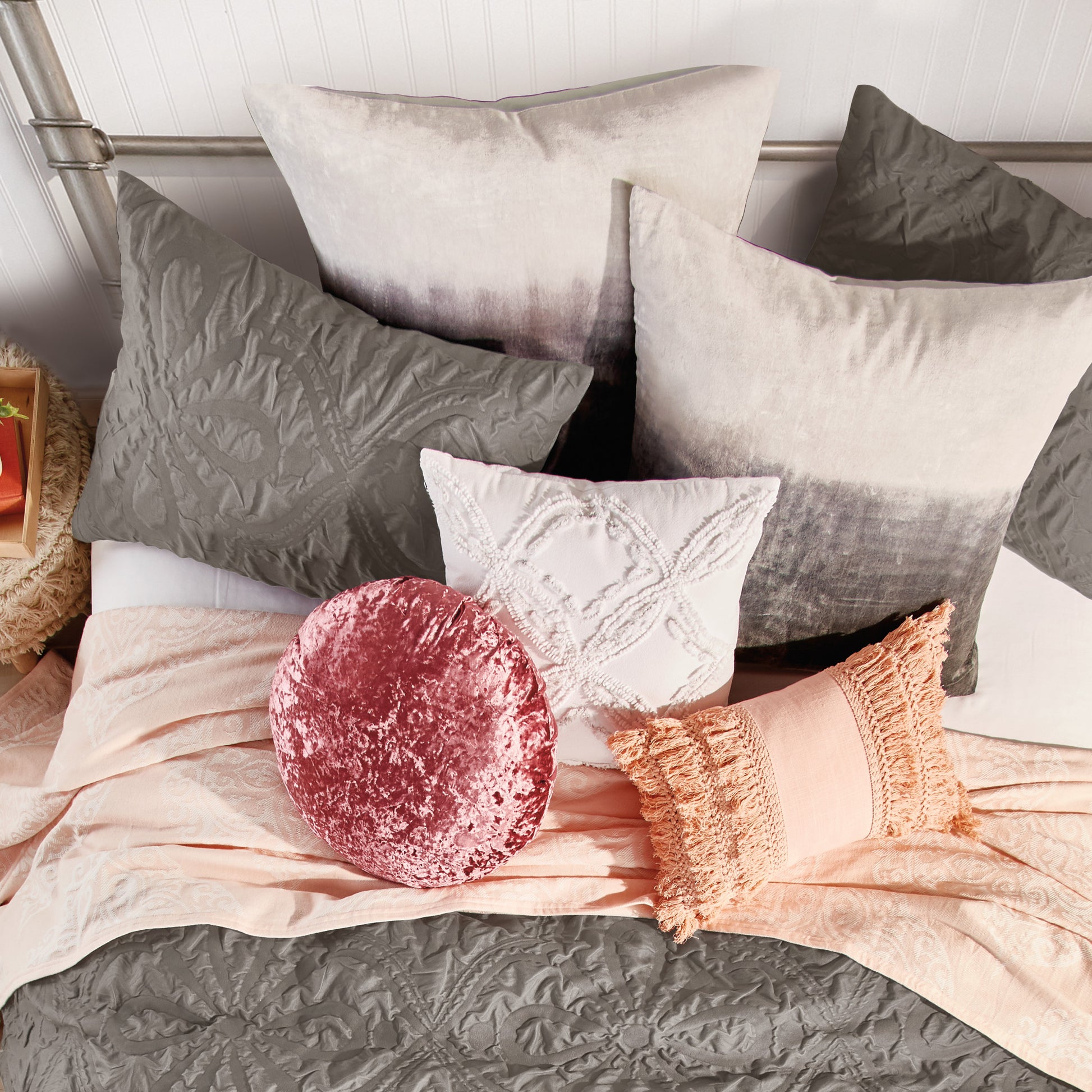 Peri Home Macaron Crushed Velvet Decorative Pillow