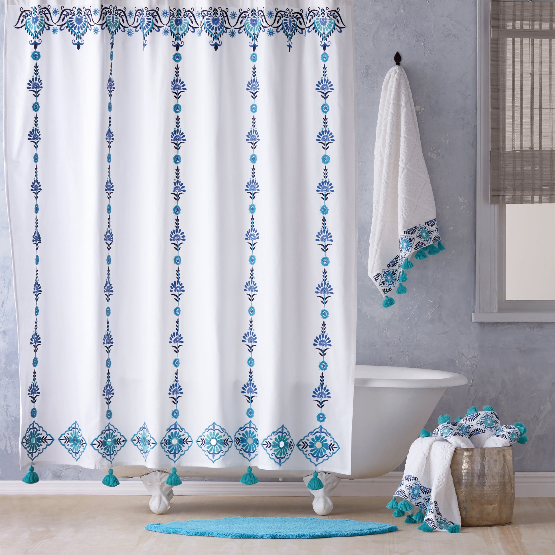 John Robshaw Aloka Blue Shower Curtain
