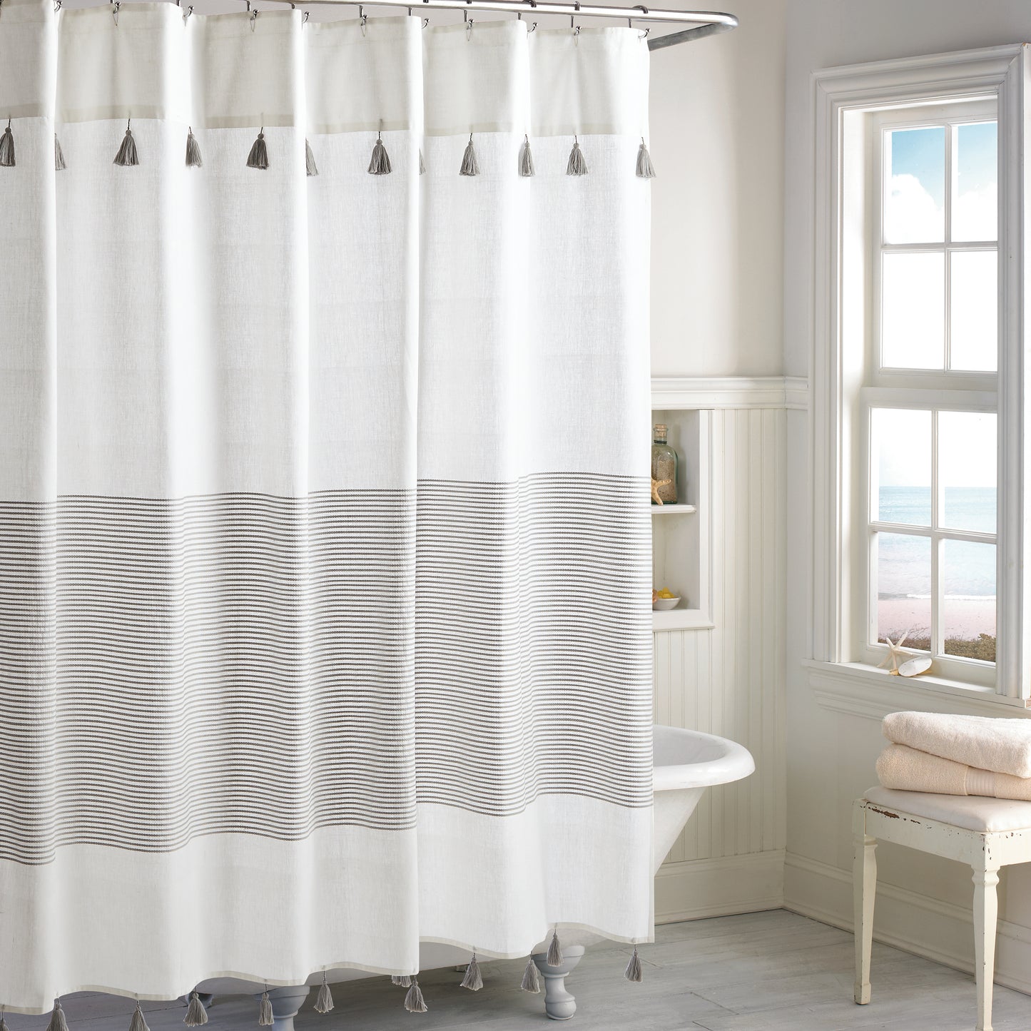 Peri Home Panama Stripe Shower Curtain