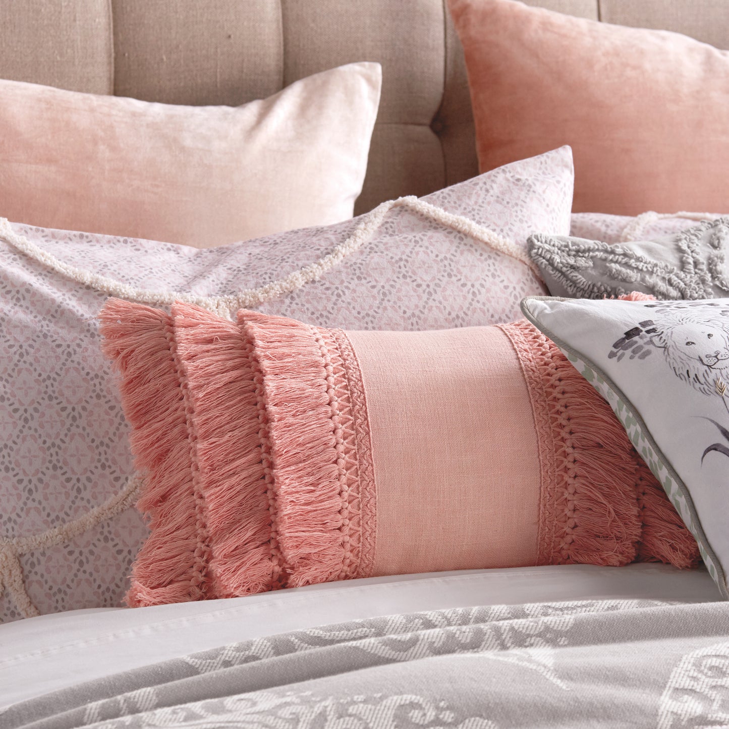 Peri Home Fringe Decorative Pillow blush