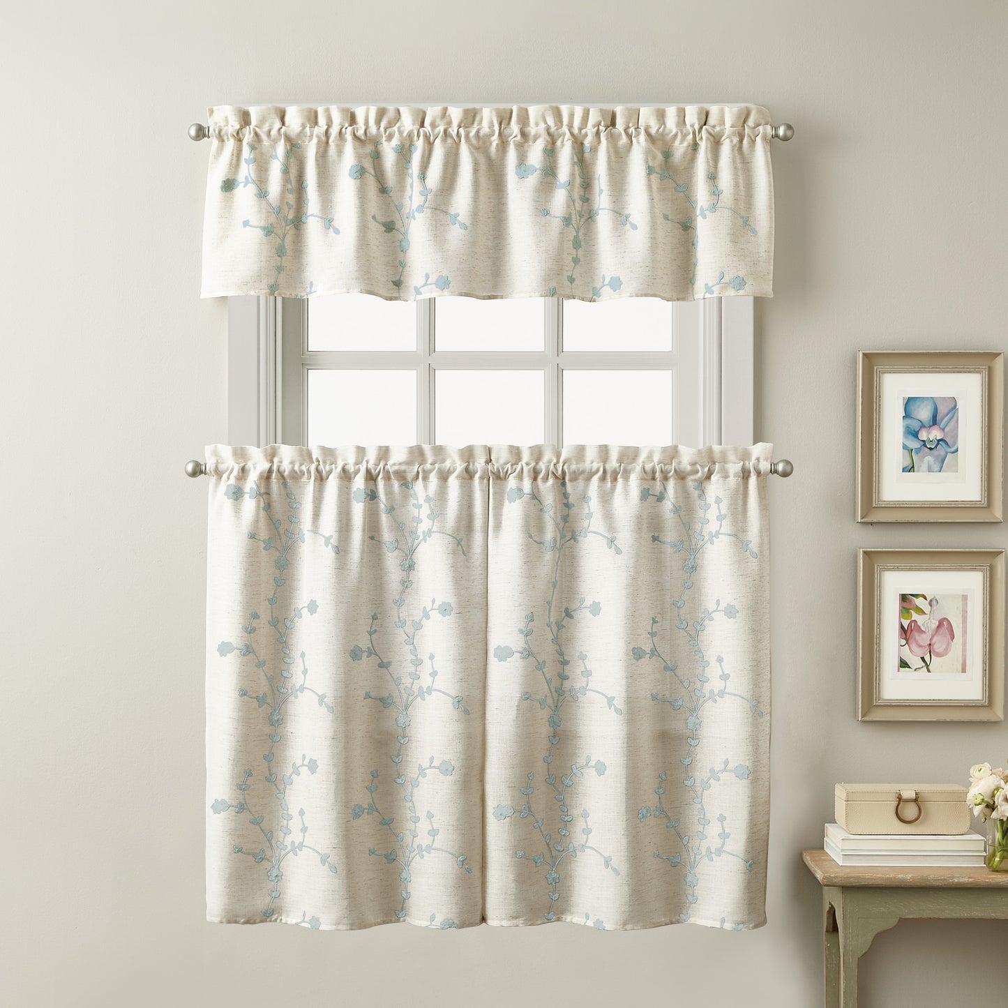 Curtainworks Lynette Tier & Valance Separates Aqua