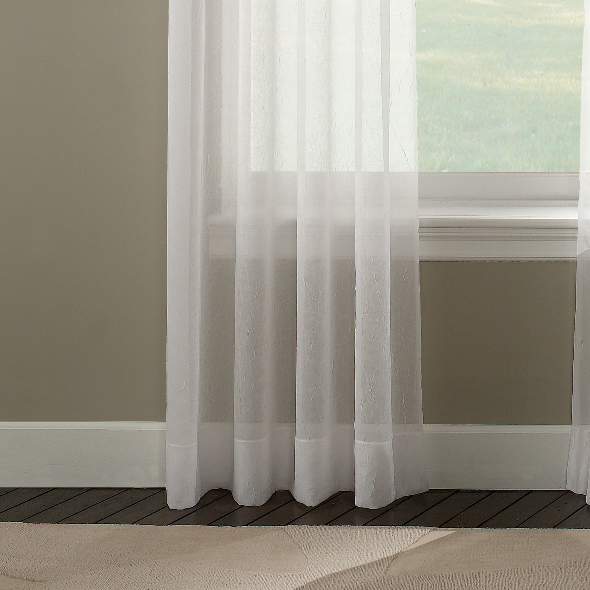 Curtainworks Trinity Crinkle Voile Window Curtain Panel Oyster