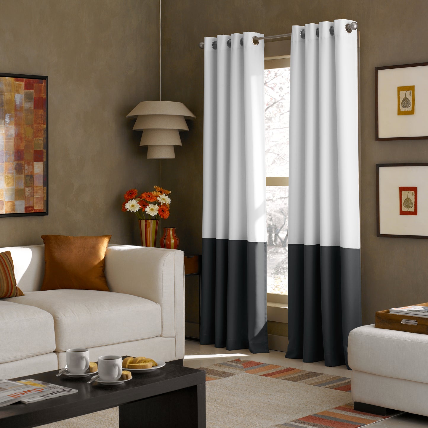 Curtainworks Kendall Grommet Window Curtain Panel White/Grey