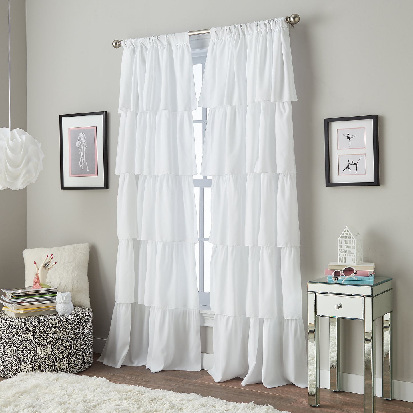 Curtainworks Flounced Window Curtain Panel White