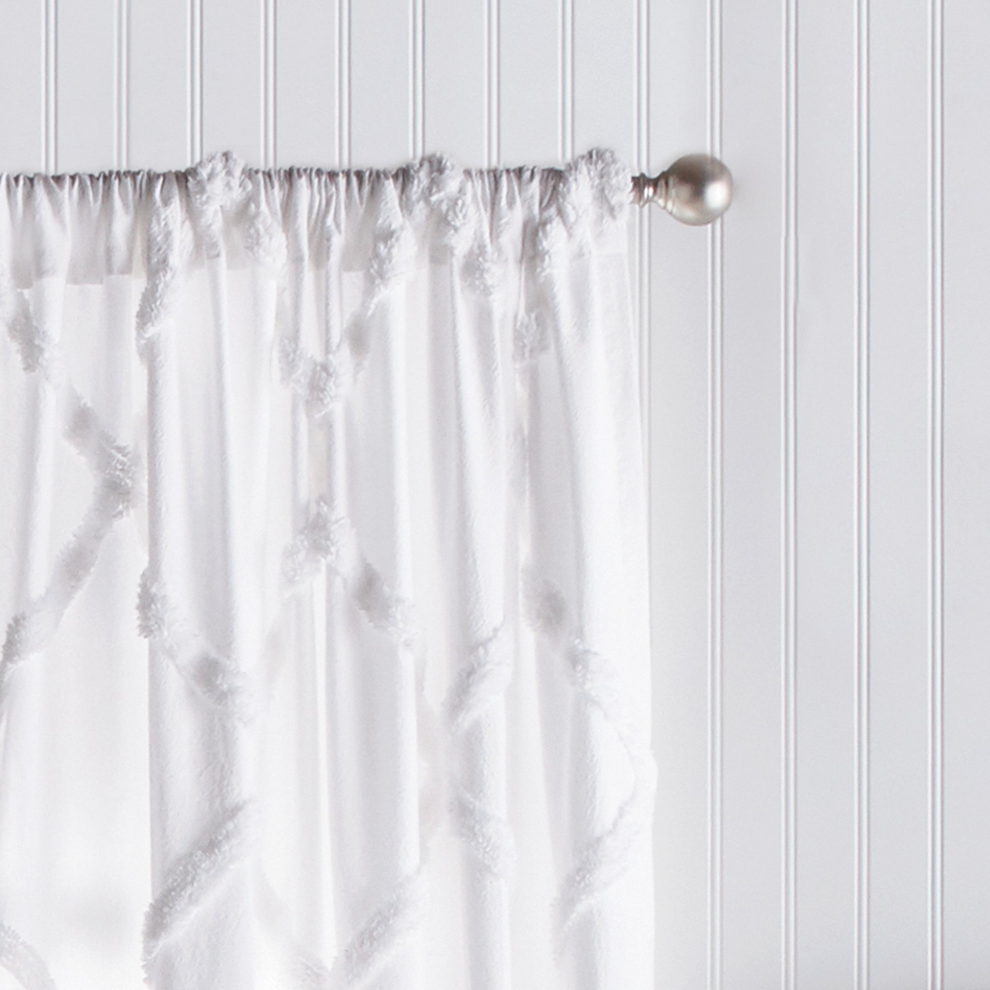 Peri Home Chenille Lattice Window Curtain Panel white