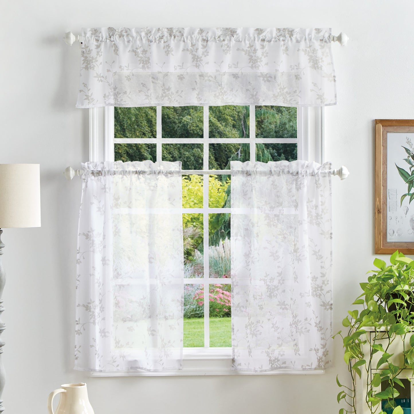 Martha Stewart Bellefield Floral Valance & Tiers Linen