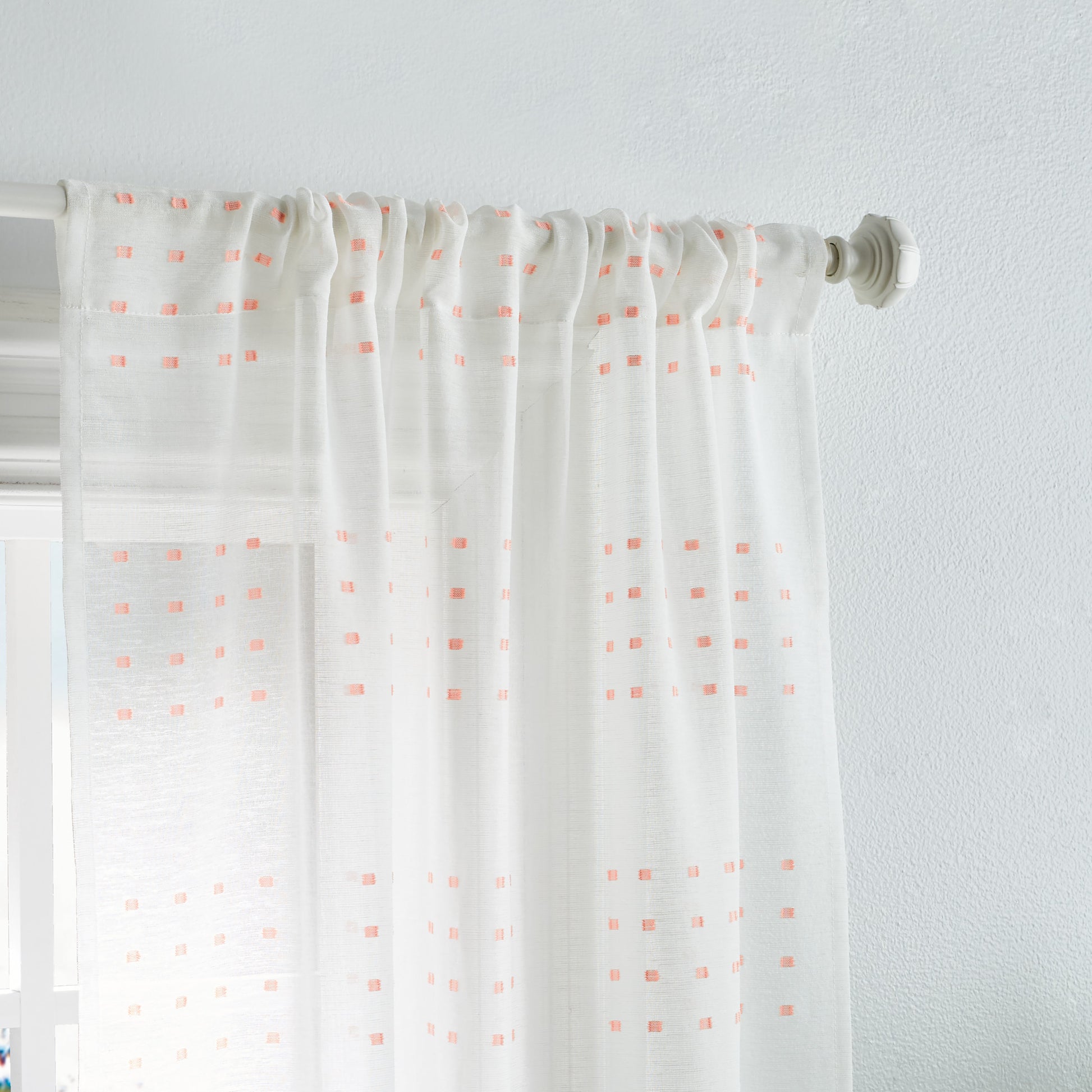 Martha Stewart Montauk Clip Sheer Curtain Panel Coral