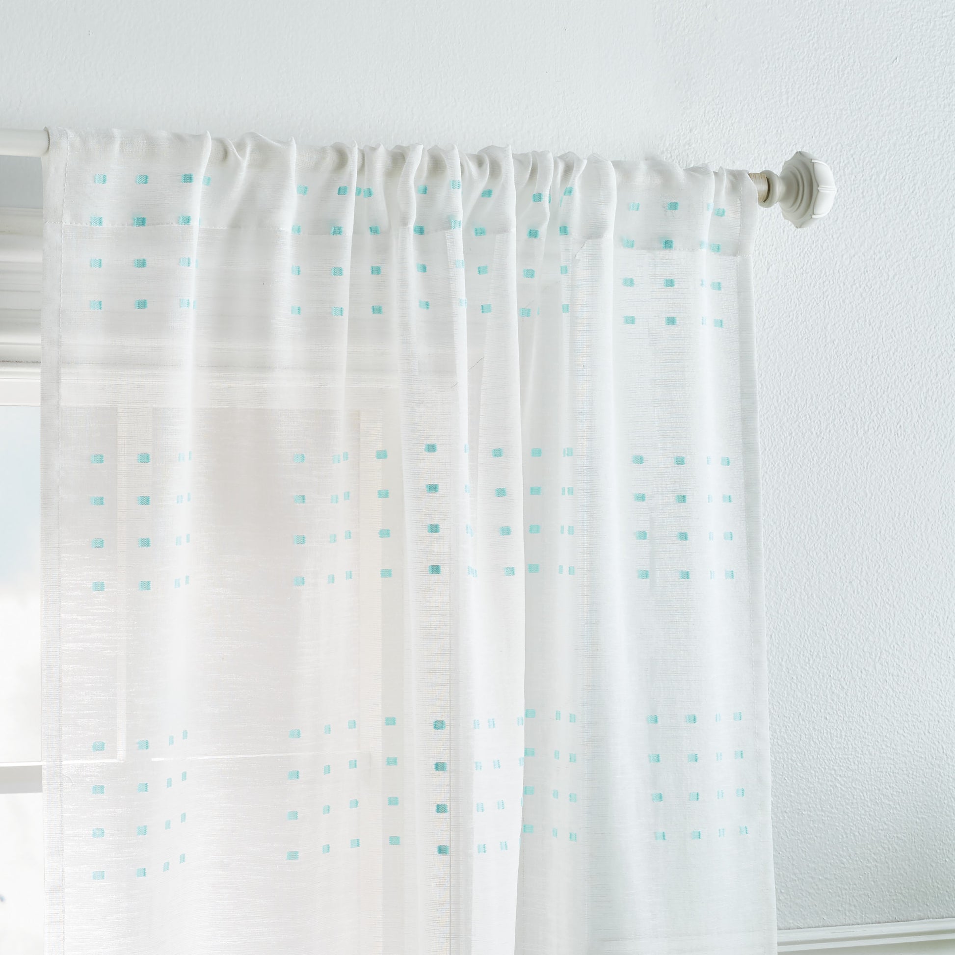 Martha Stewart Montauk Clip Sheer Curtain Panel Seafoam