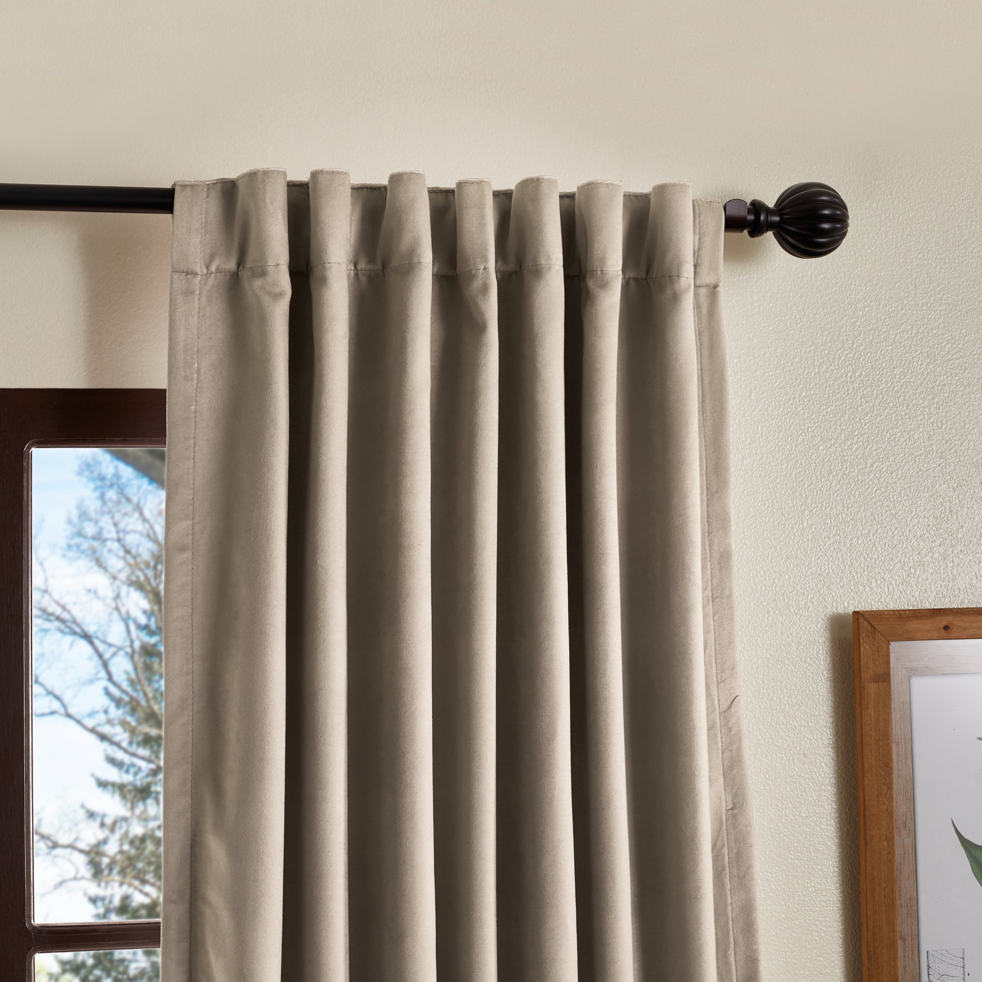 Martha Stewart Lucca Velvet Backtab Curtain Panel Linen