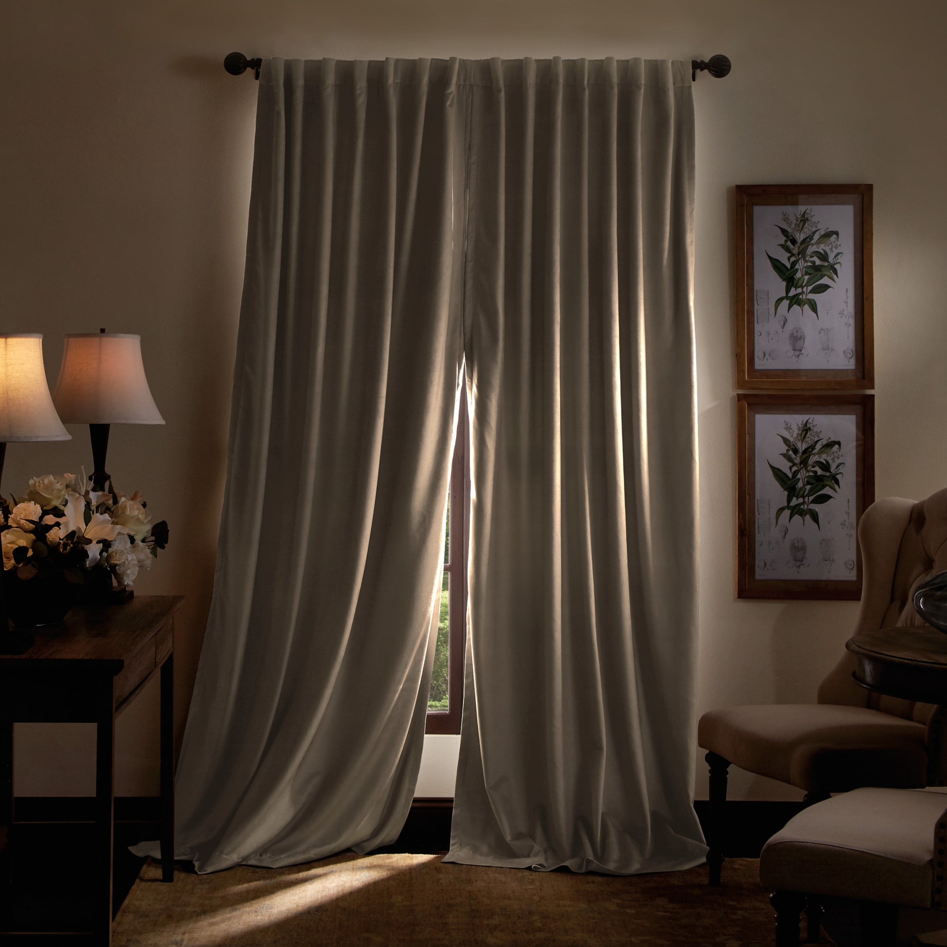 Martha Stewart Lucca Velvet Backtab Curtain Panel Linen