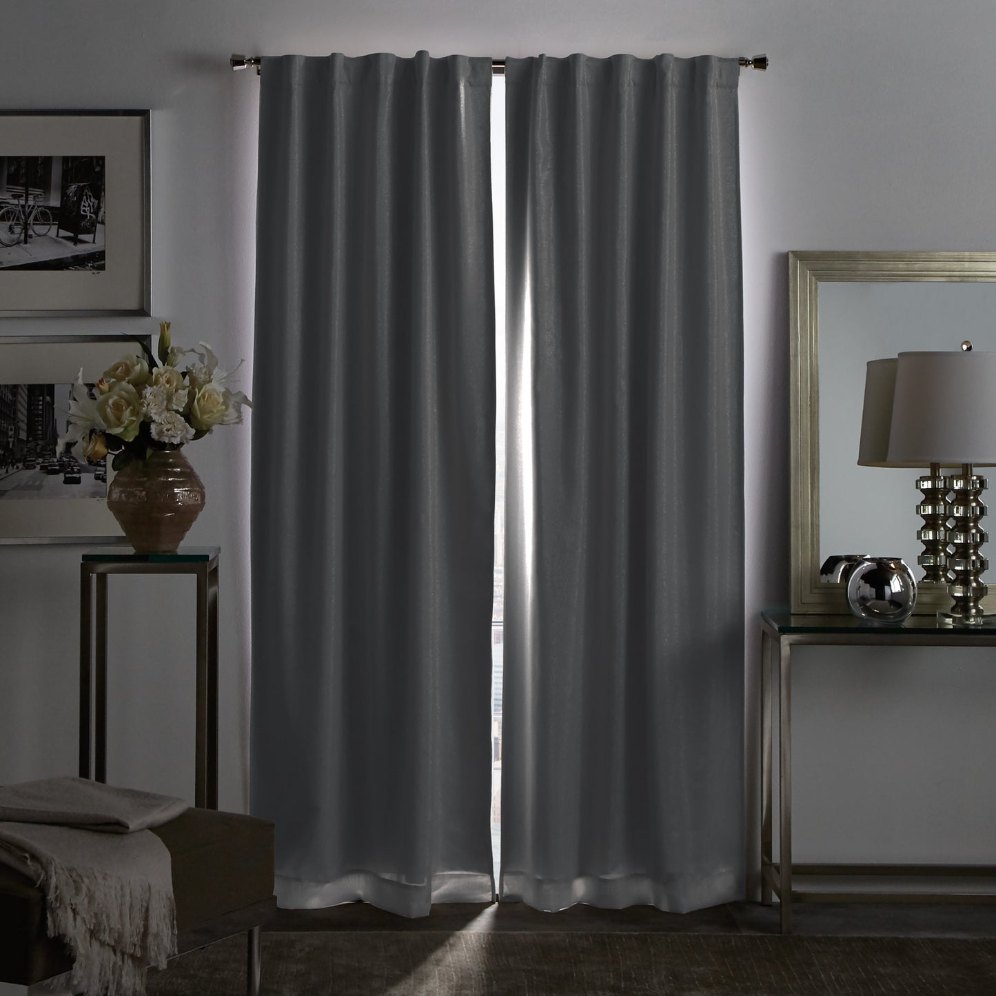 Martha Stewart Park Avenue Curtain Panel Silver