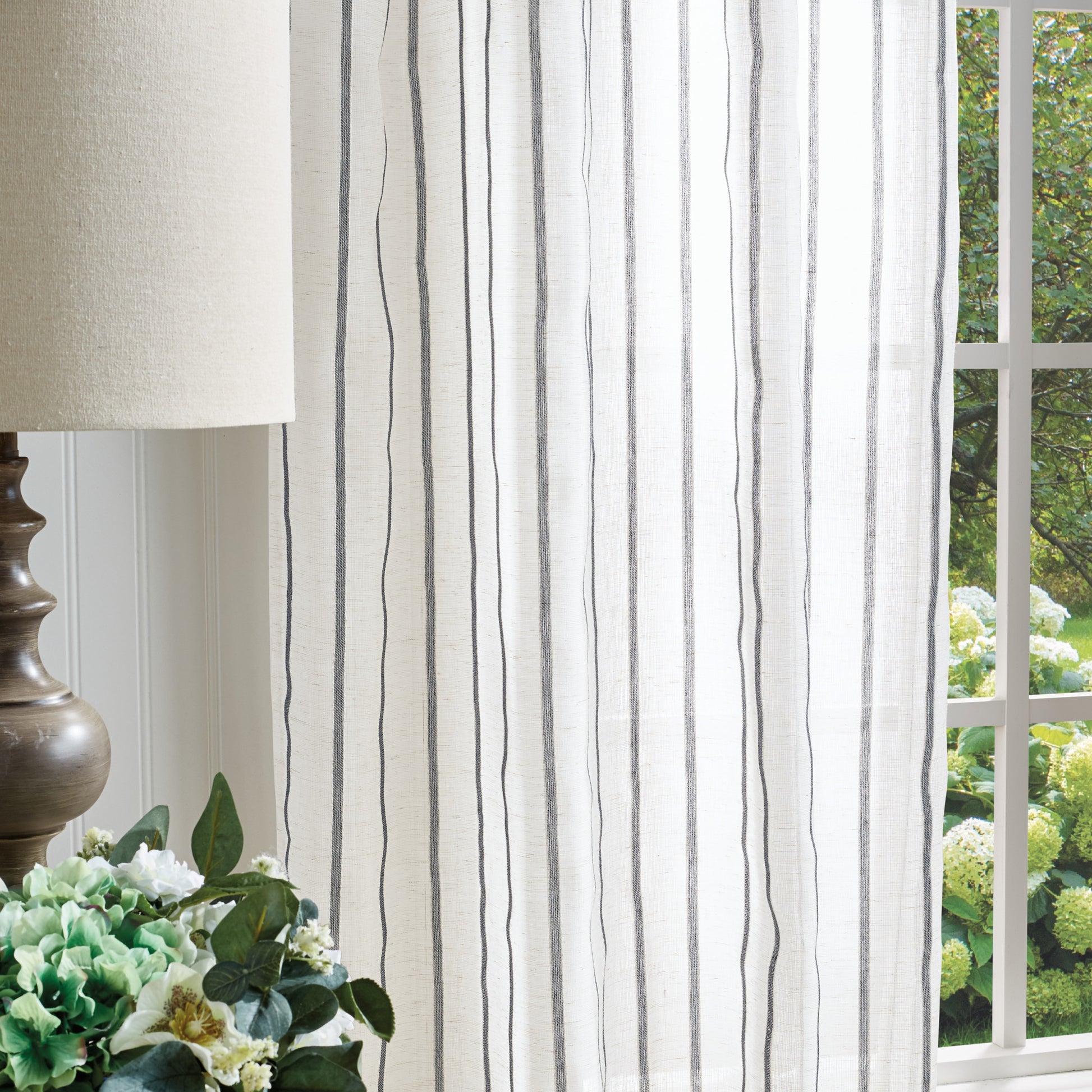 Martha Stewart Laguna Stripe Curtain Panel Grey