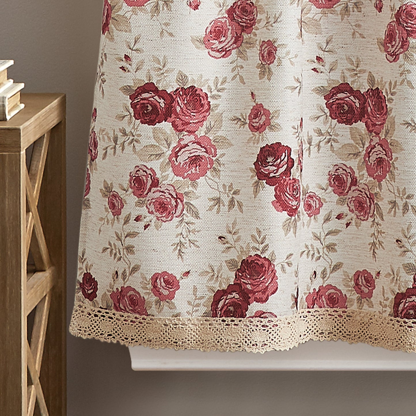 Curtainworks Antique Rose Valance and Tiers