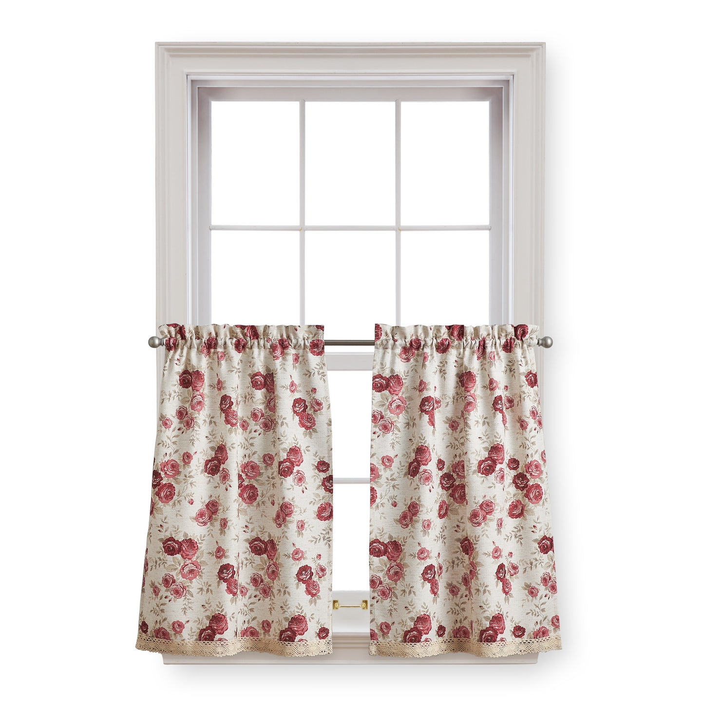 Curtainworks Antique Rose Valance and Tiers