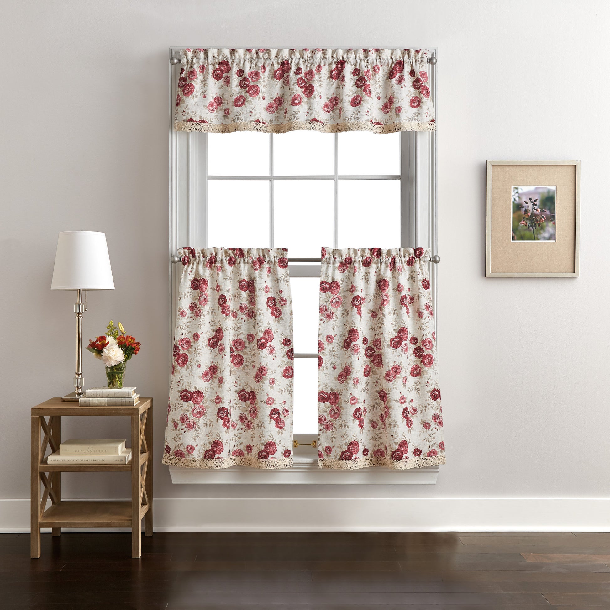 Curtainworks Antique Rose Valance and Tiers