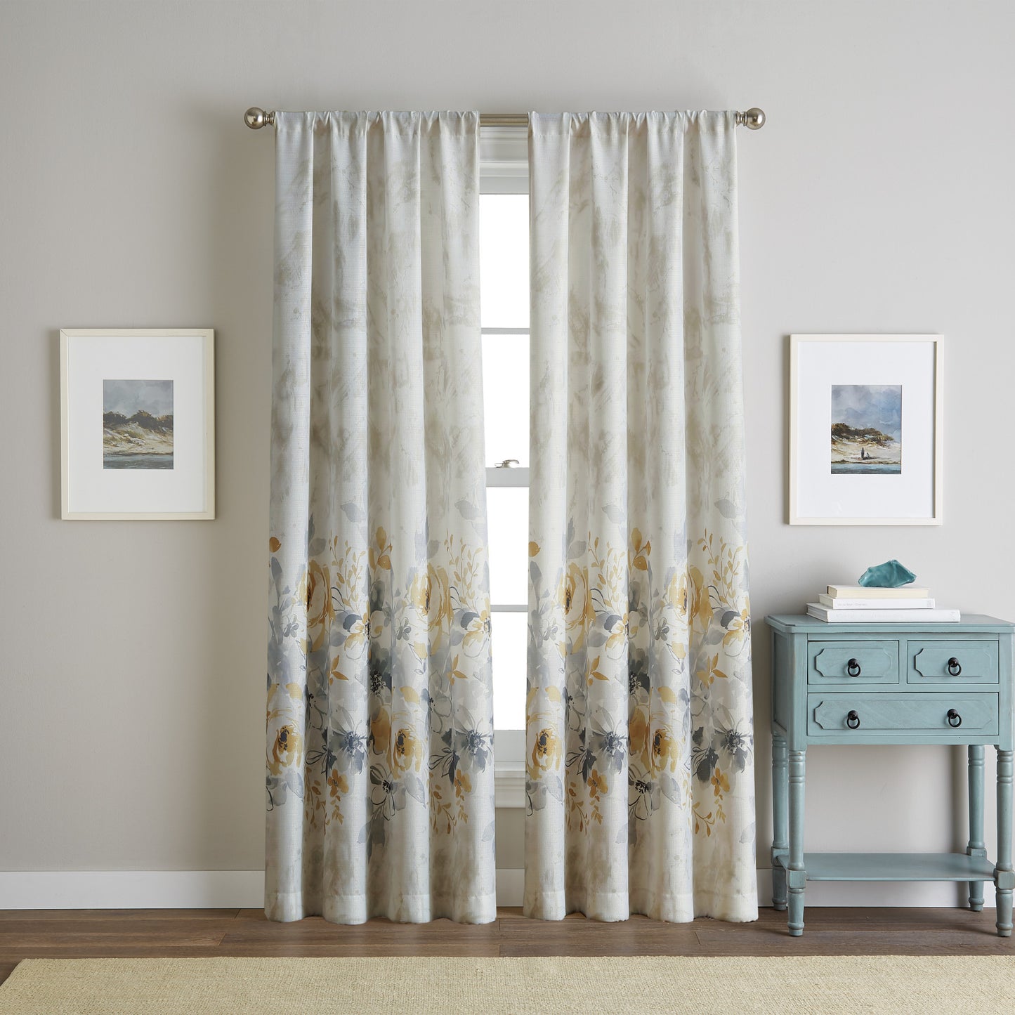 Curtainworks Watercolor Floral Poletop Window Curtain Panel
