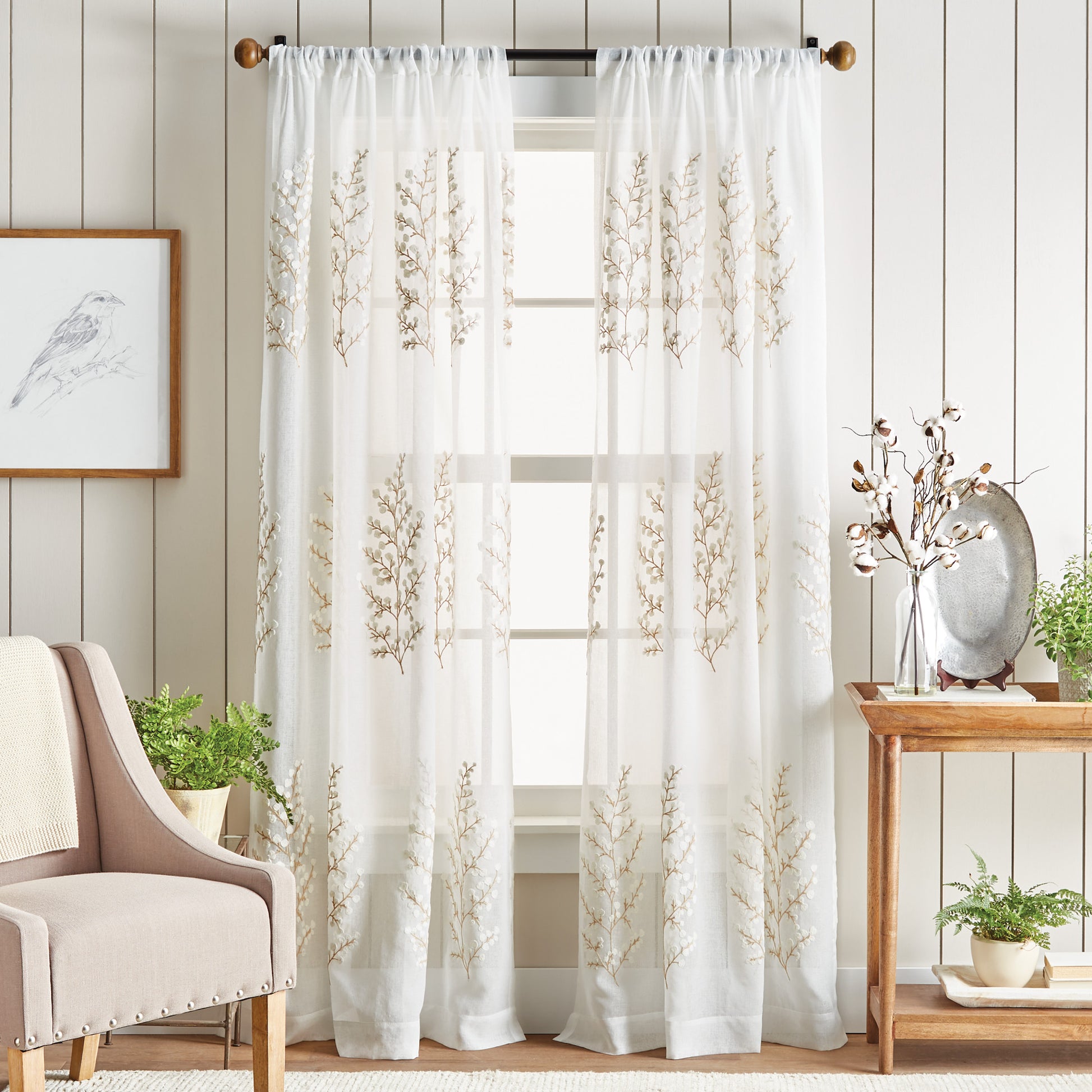 Martha Stewart Georgia Embroidery Curtain Panel