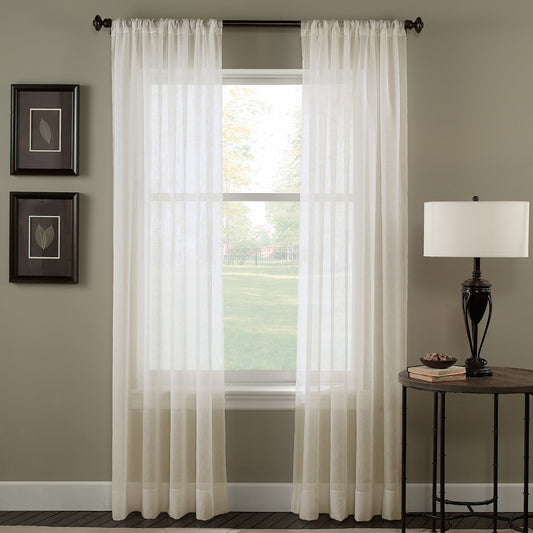 Curtainworks Trinity Crinkle Voile Window Curtain Panel Oyster