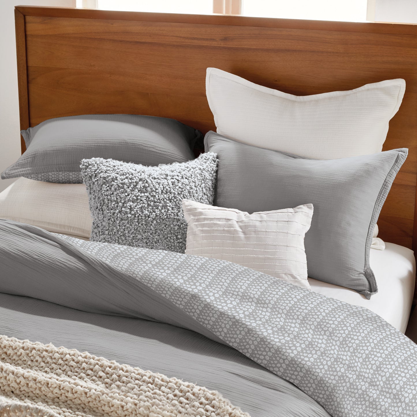 DKNY PURE Applique Grey Decorative Pillow