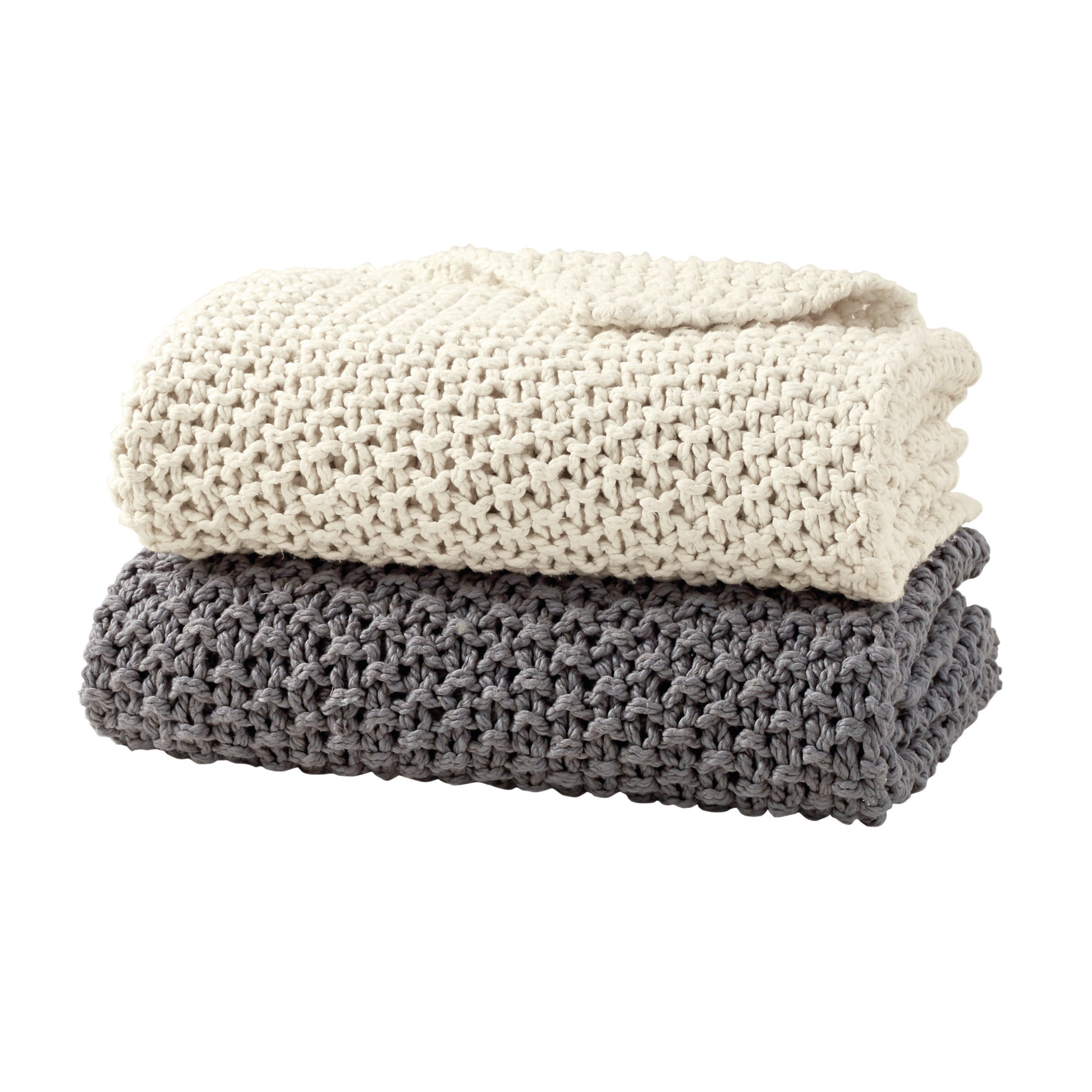 Pure Chunky Knit Throw Natural and Grey