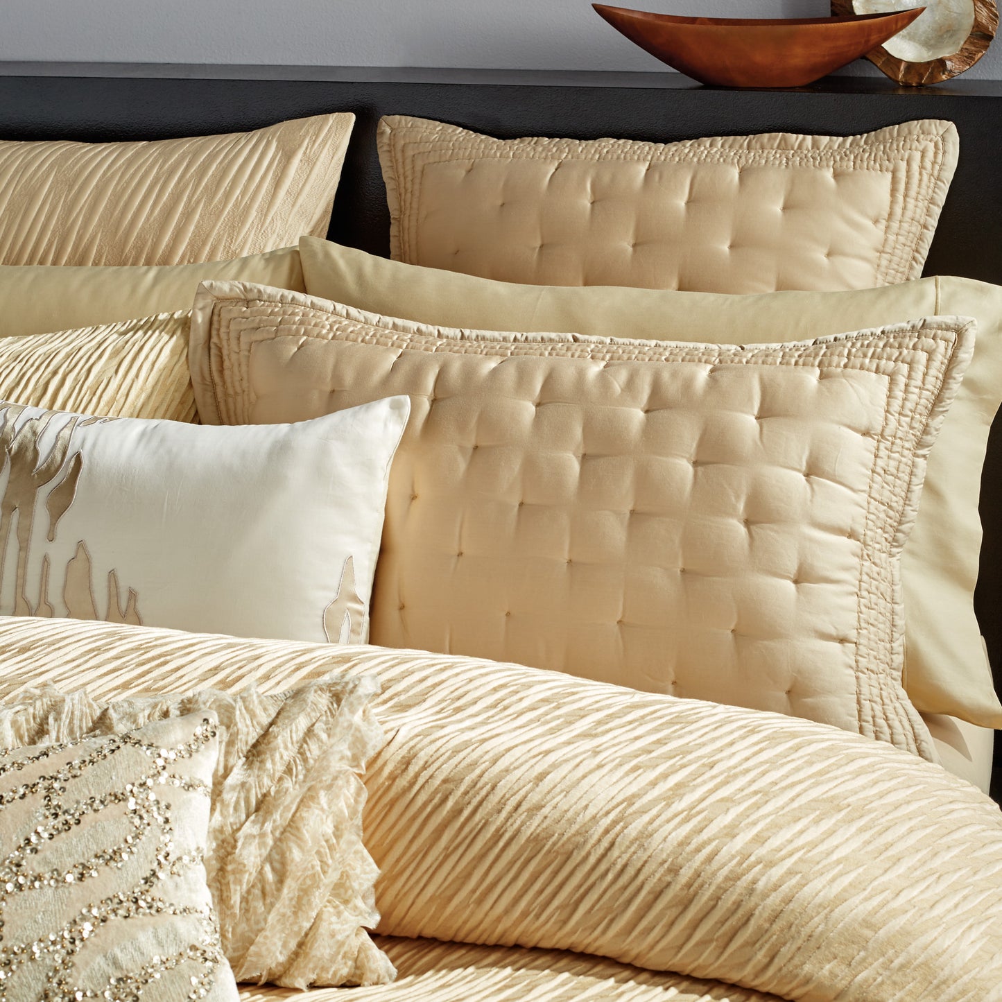 Donna Karan Gold Dust Beaded Decorative Pillow