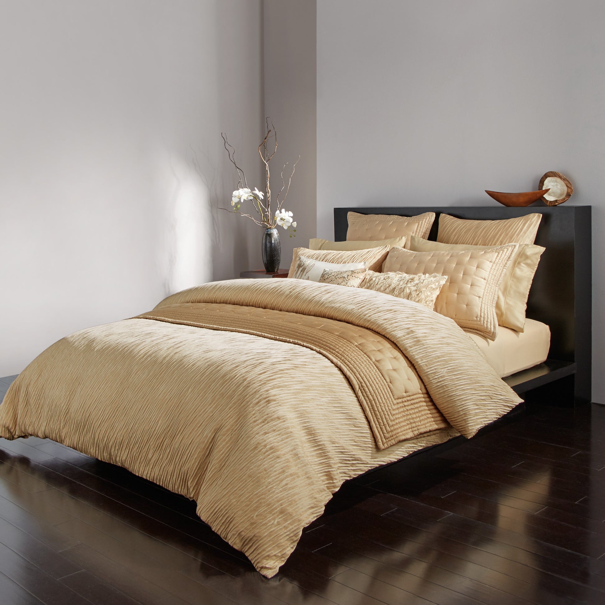 Donna Karan Gold Dust Ruffle Decorative Pillow