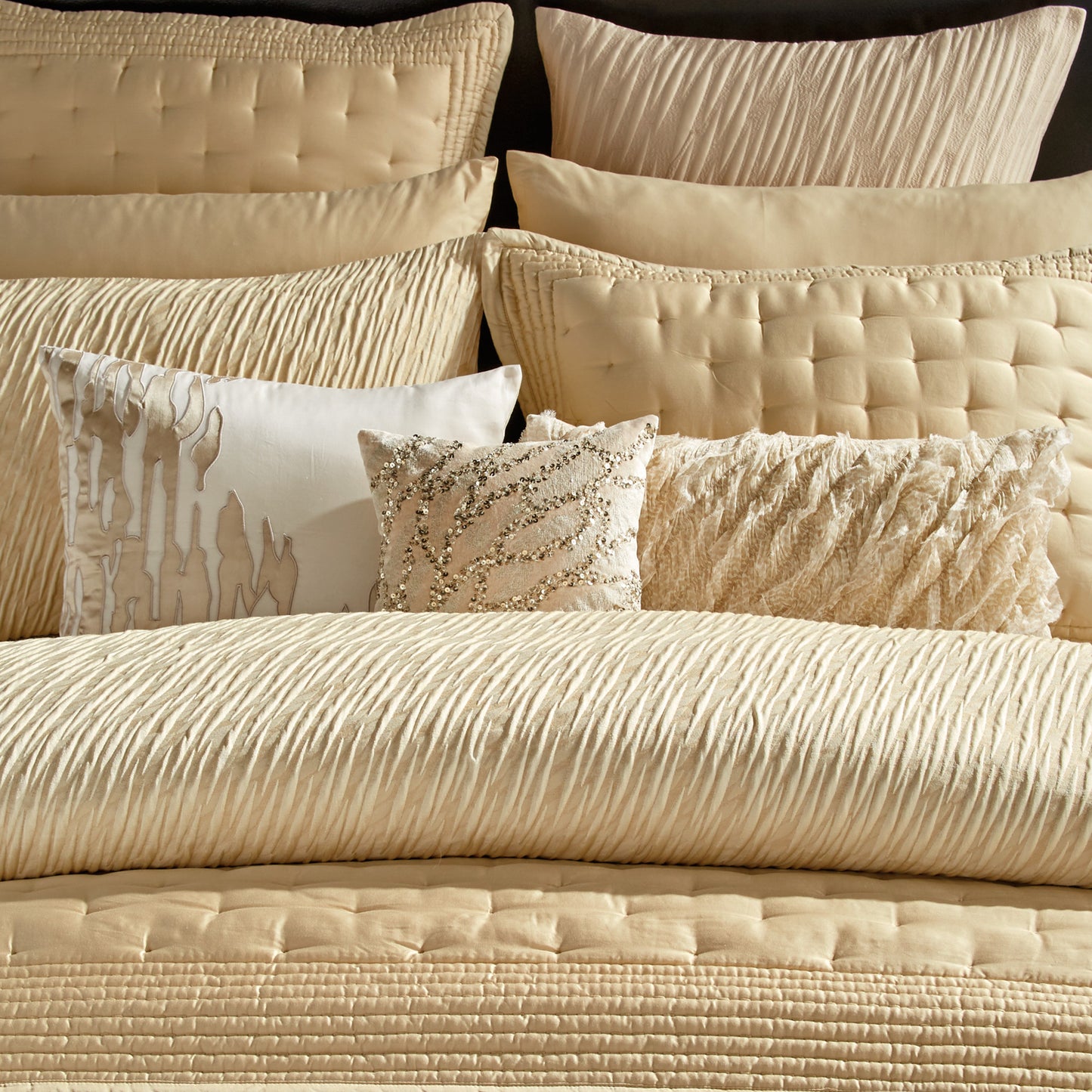 Donna Karan Gold Dust Beaded Decorative Pillow