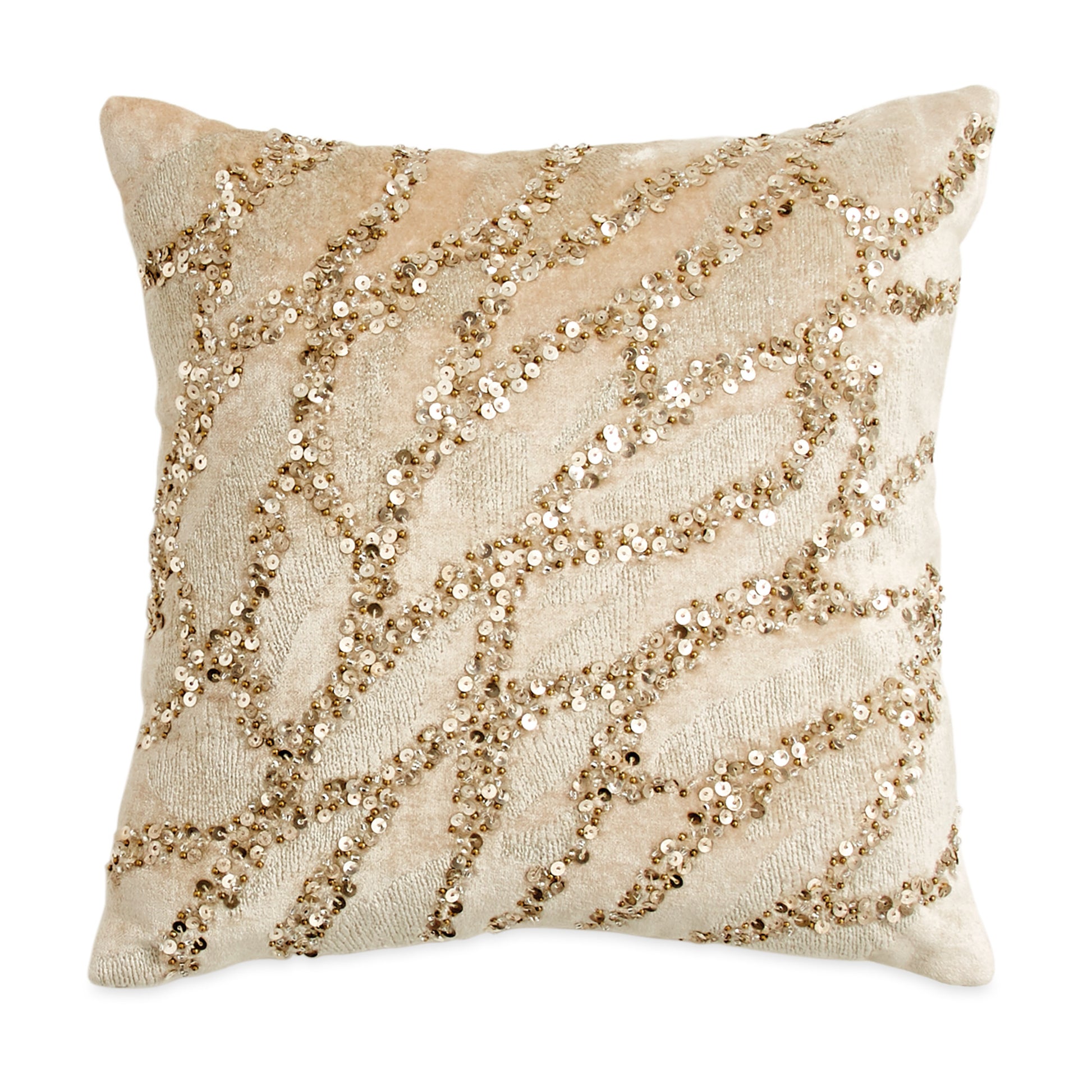 Gold Dust Beaded Decorative Pillow