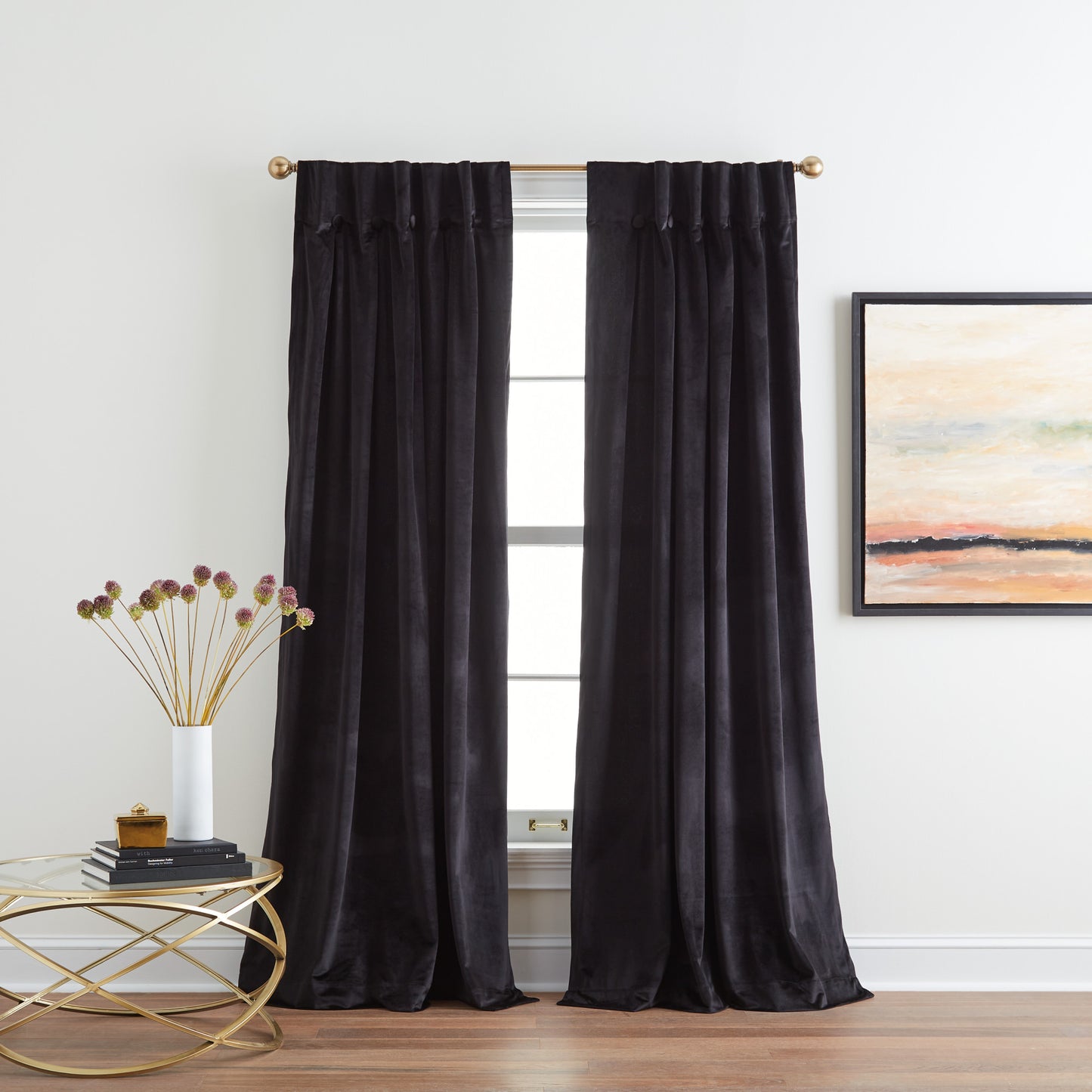 DKNY Velvet Inverted Pleat Curtain Panel Pair