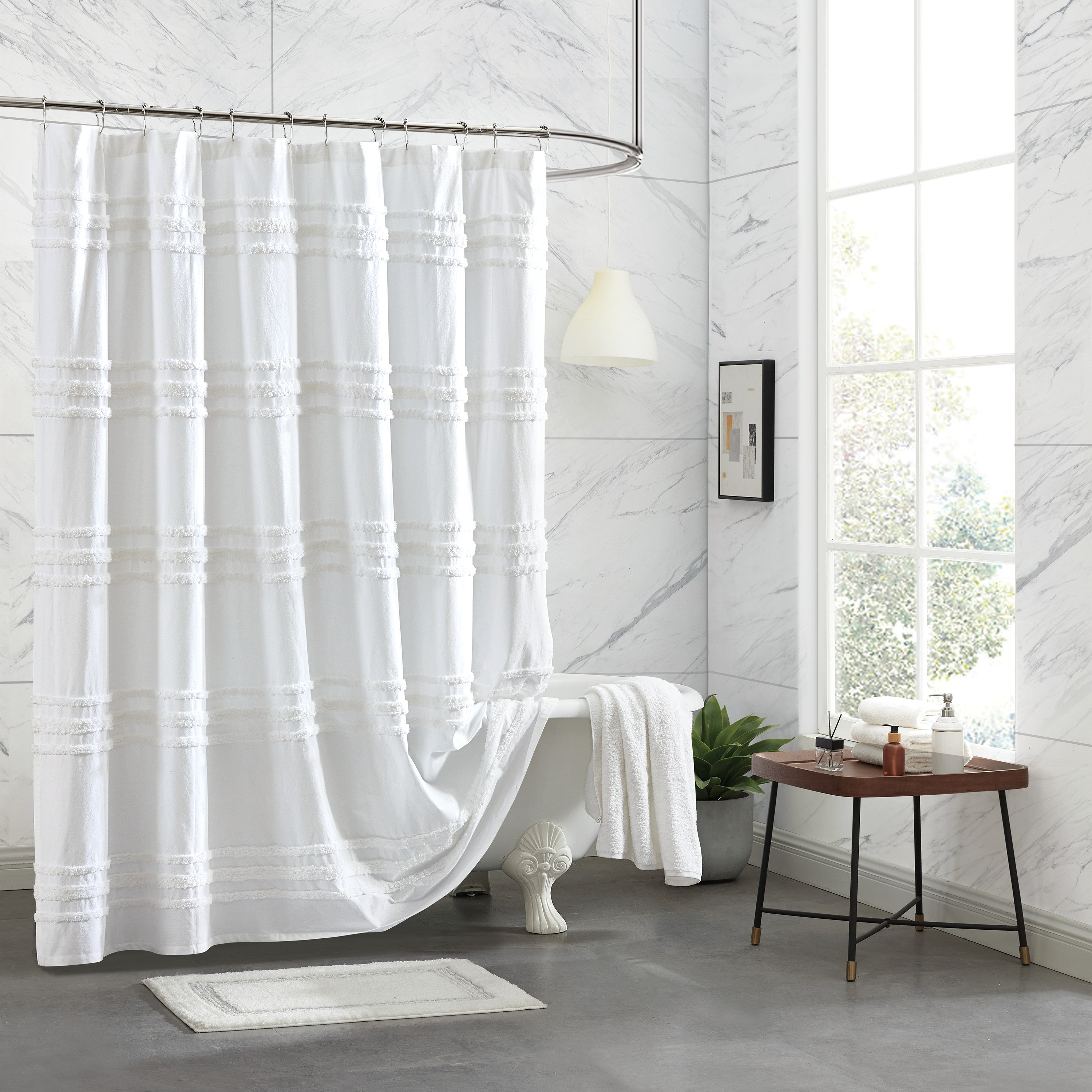 Dkny highline stripe discount shower curtain white