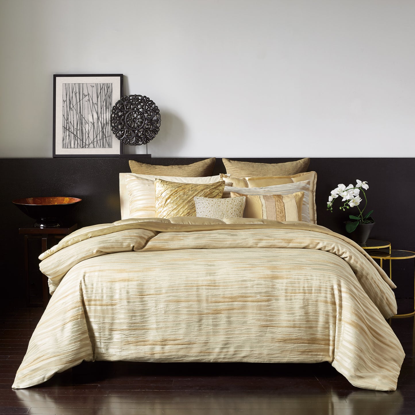 Donna Karan Gilded Sheer Layered Decorative Pillow