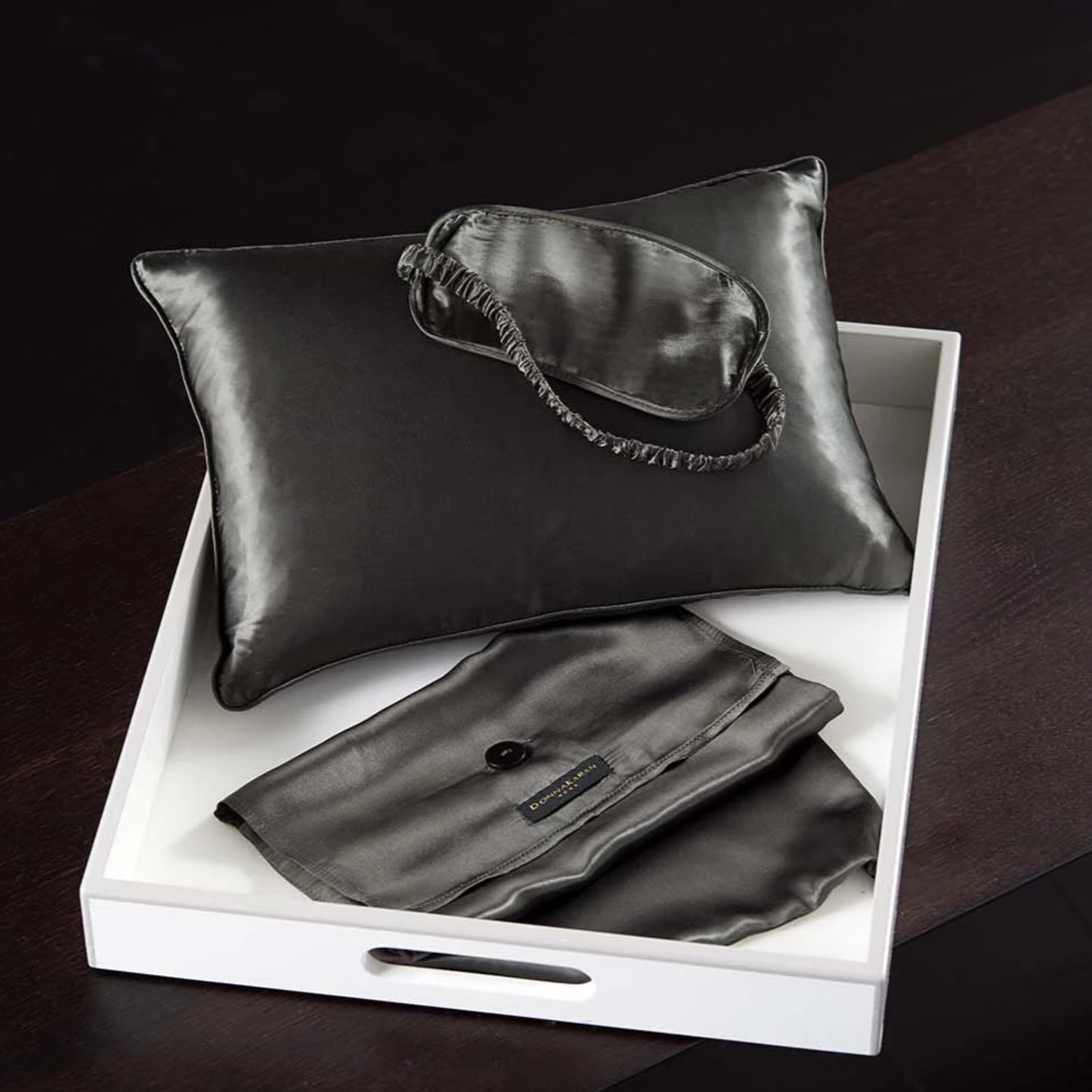 Donna Karan Silk Eye Pillow and Eye Mask Travel Set Black
