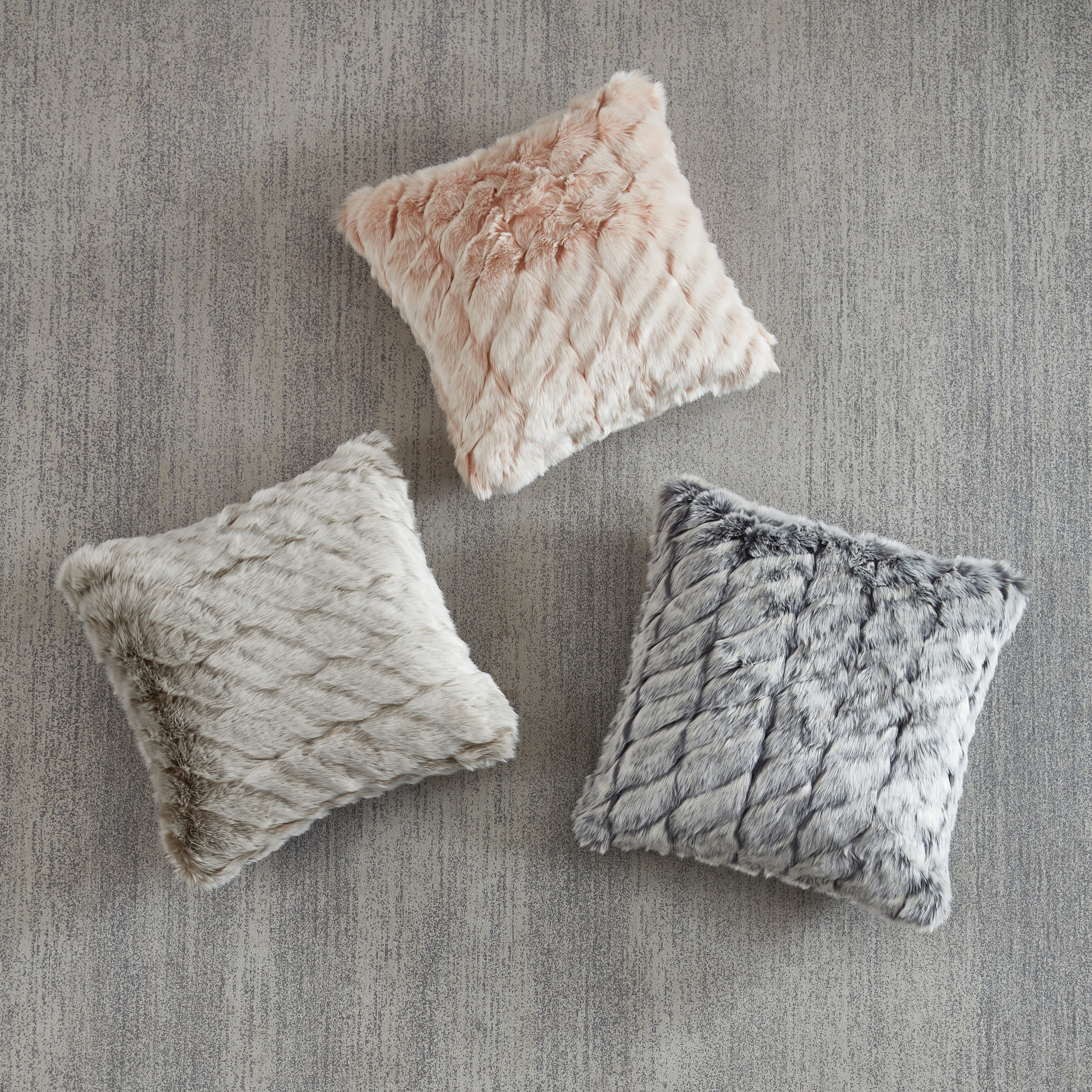 Gray fuzzy throw online pillows