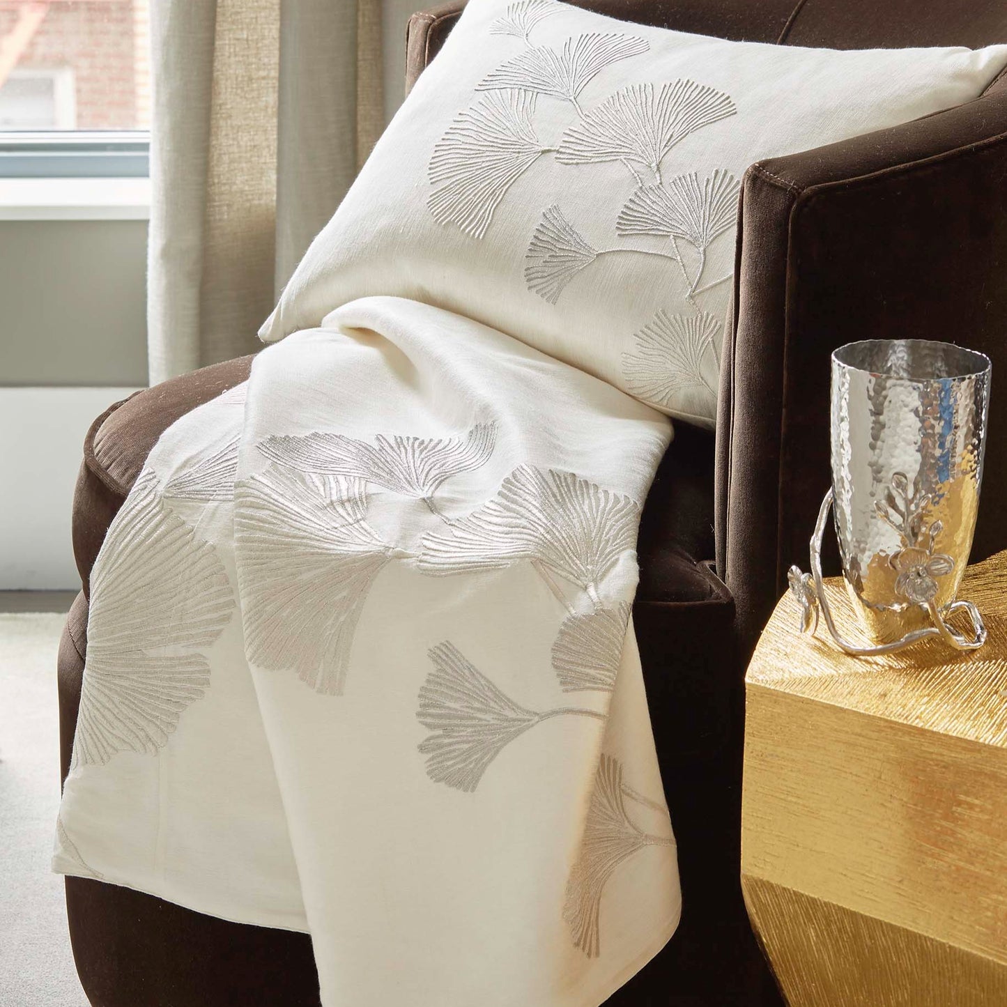 Michael Aram Gingko Leaf Throw