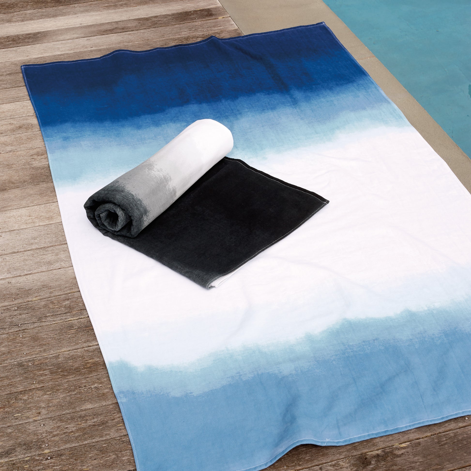 Michael Aram Dip Dye Ombre Beach Towel Black Blue