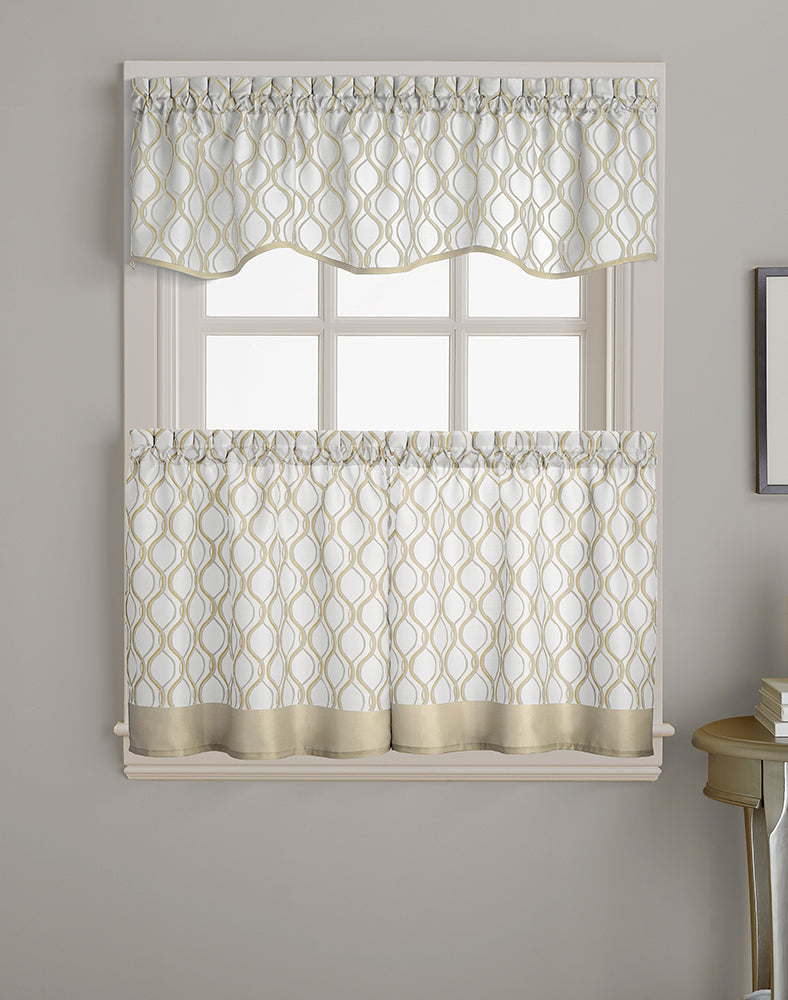 Curtainworks Morocco Tier & Valance Separates Oyster